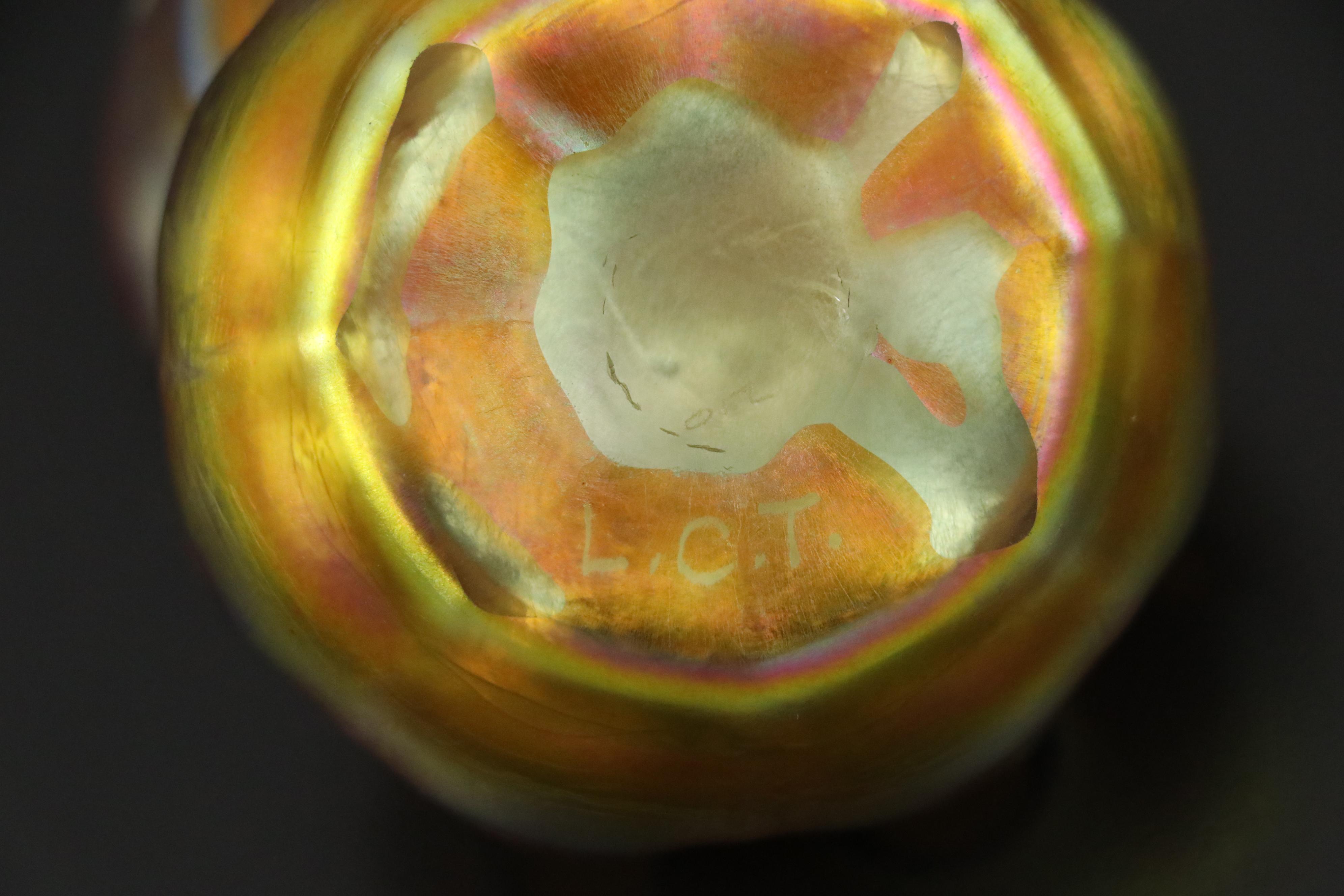 Louis Comfort Tiffany Favrile Art Glass Bowls with Crimped Rims, Early 20th C.