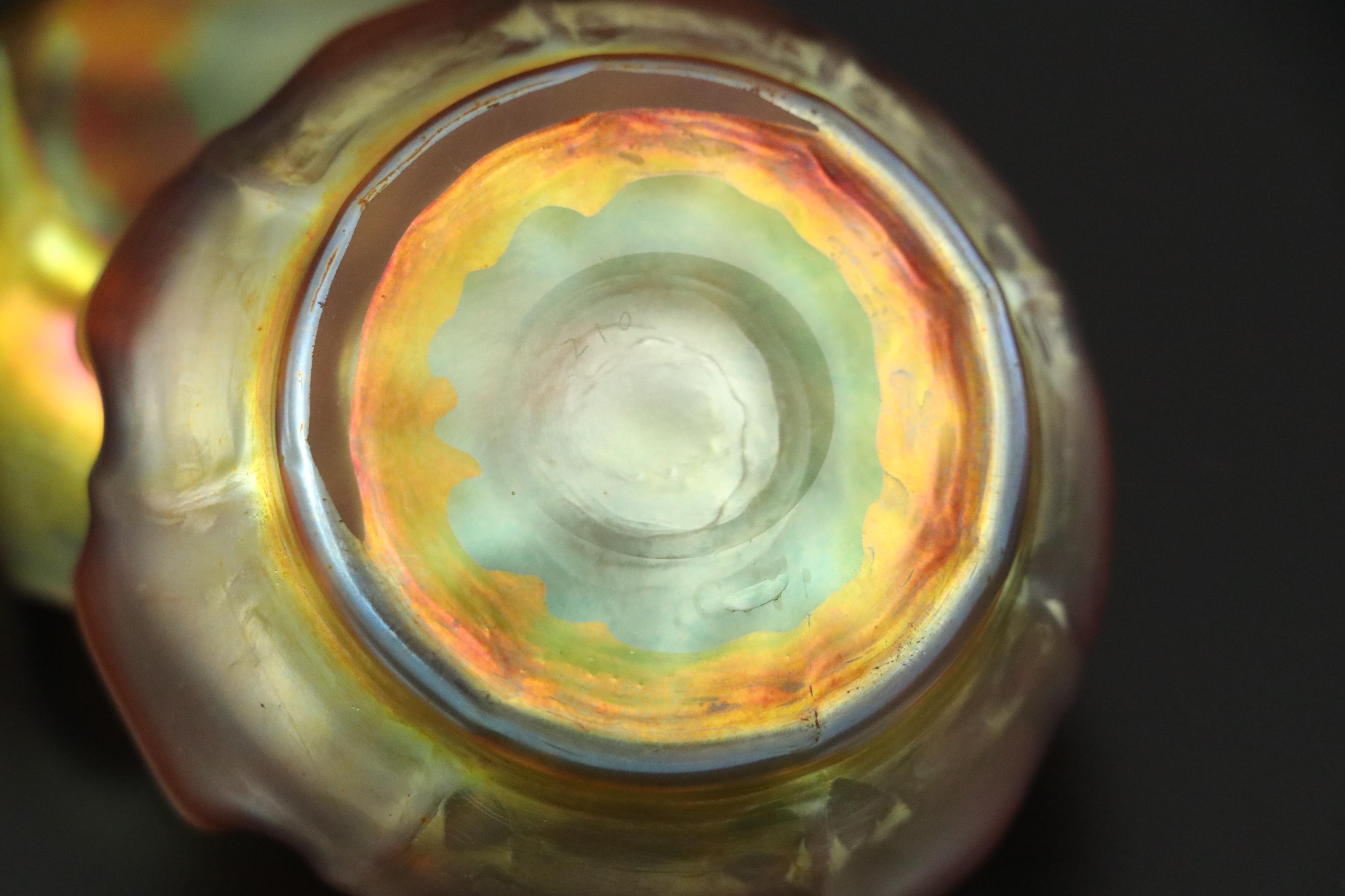 Louis Comfort Tiffany Favrile Art Glass Bowls with Crimped Rims, Early 20th C.