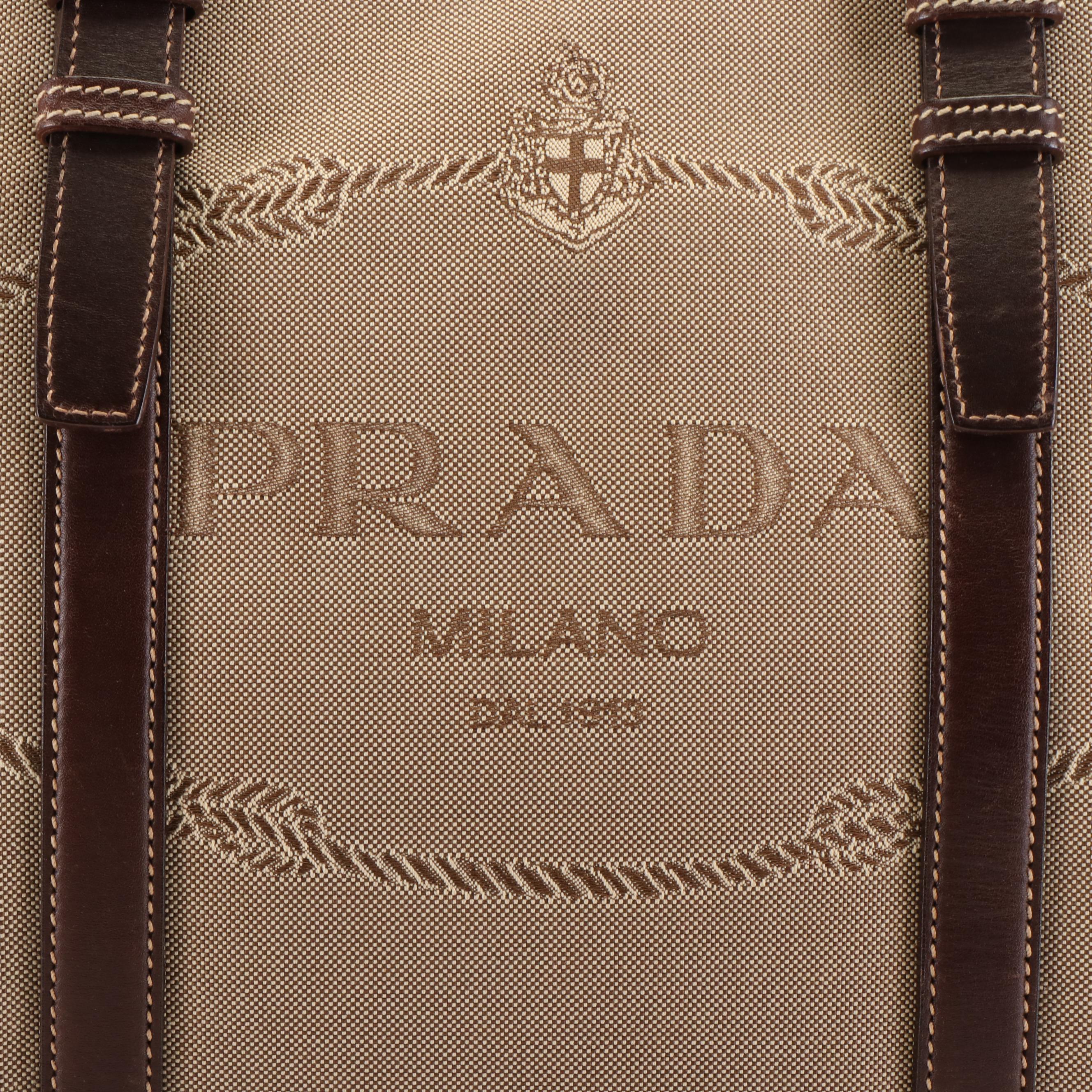 Prada Canapa Logo Canvas and Leather Tote Bag