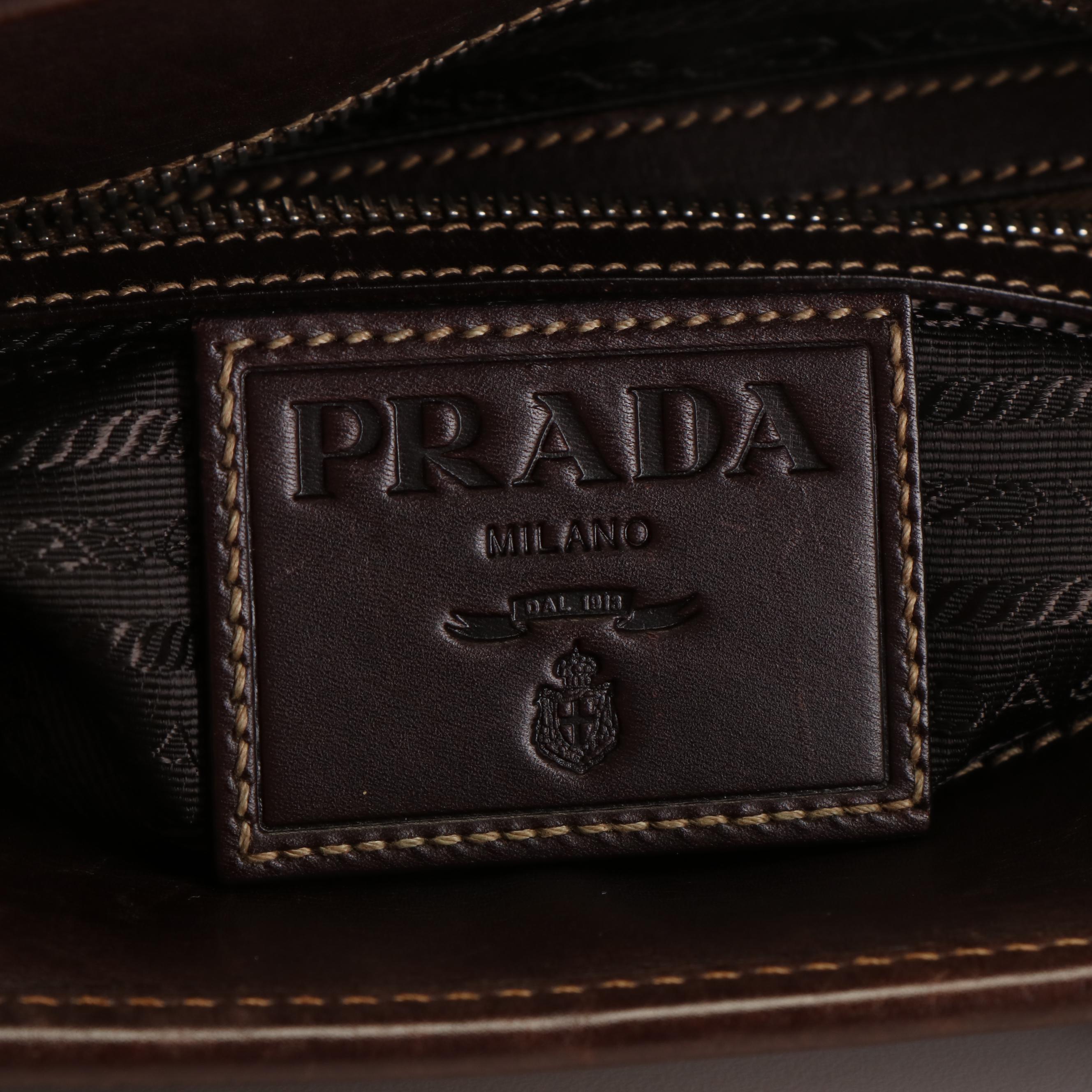 Prada Canapa Logo Canvas and Leather Tote Bag