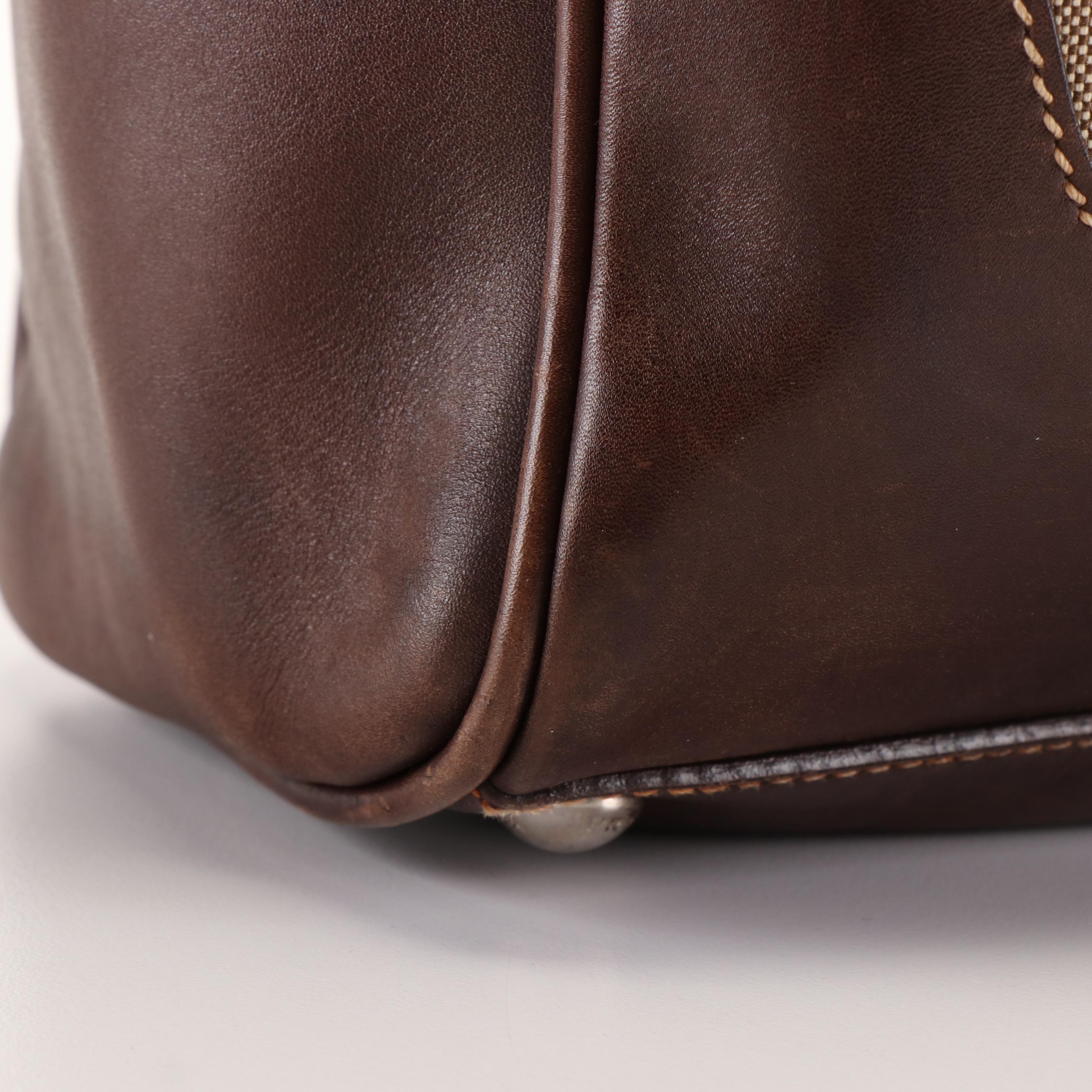 Prada Canapa Logo Canvas and Leather Tote Bag