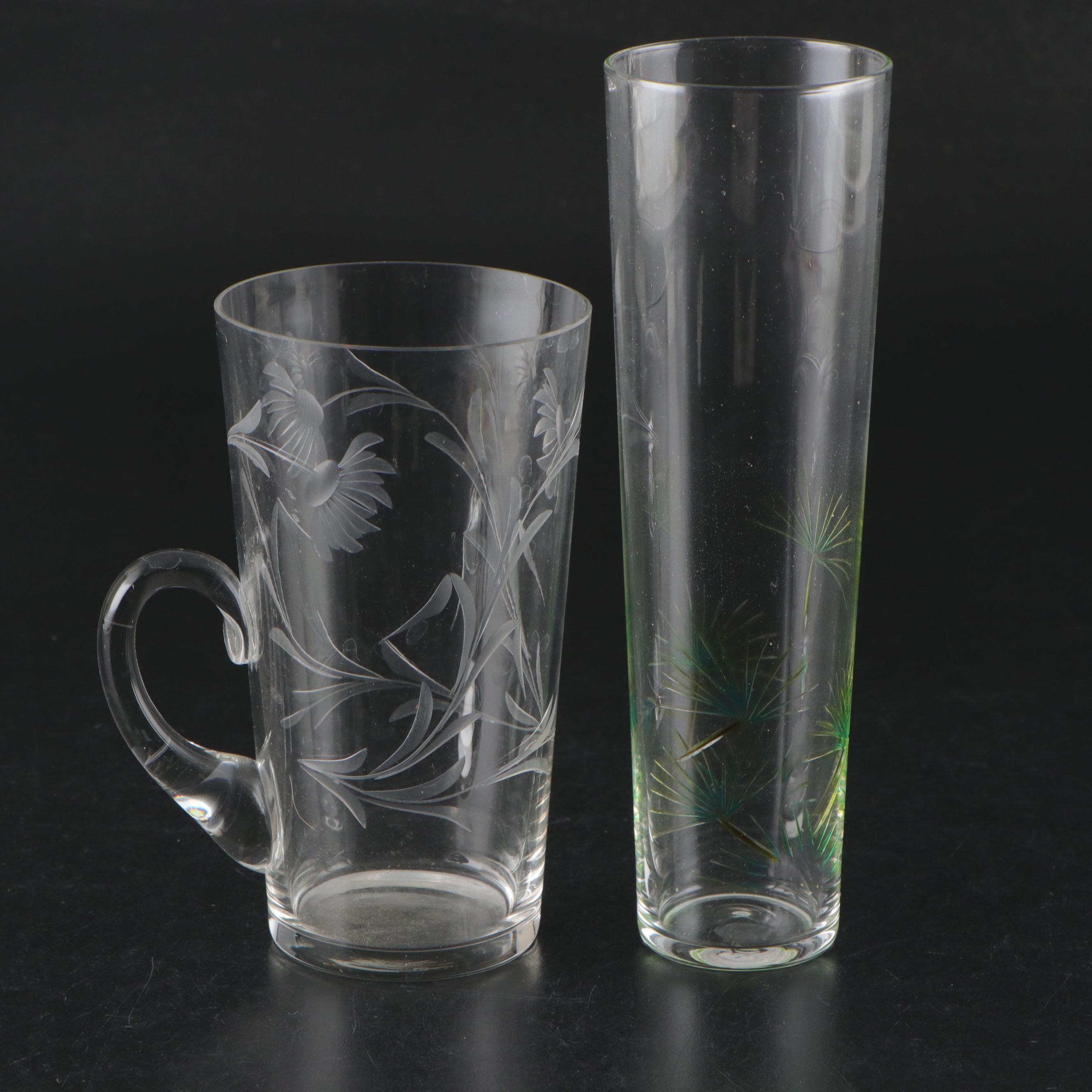 Floral Motif Glass Vases with Pressed Glass Vases and More