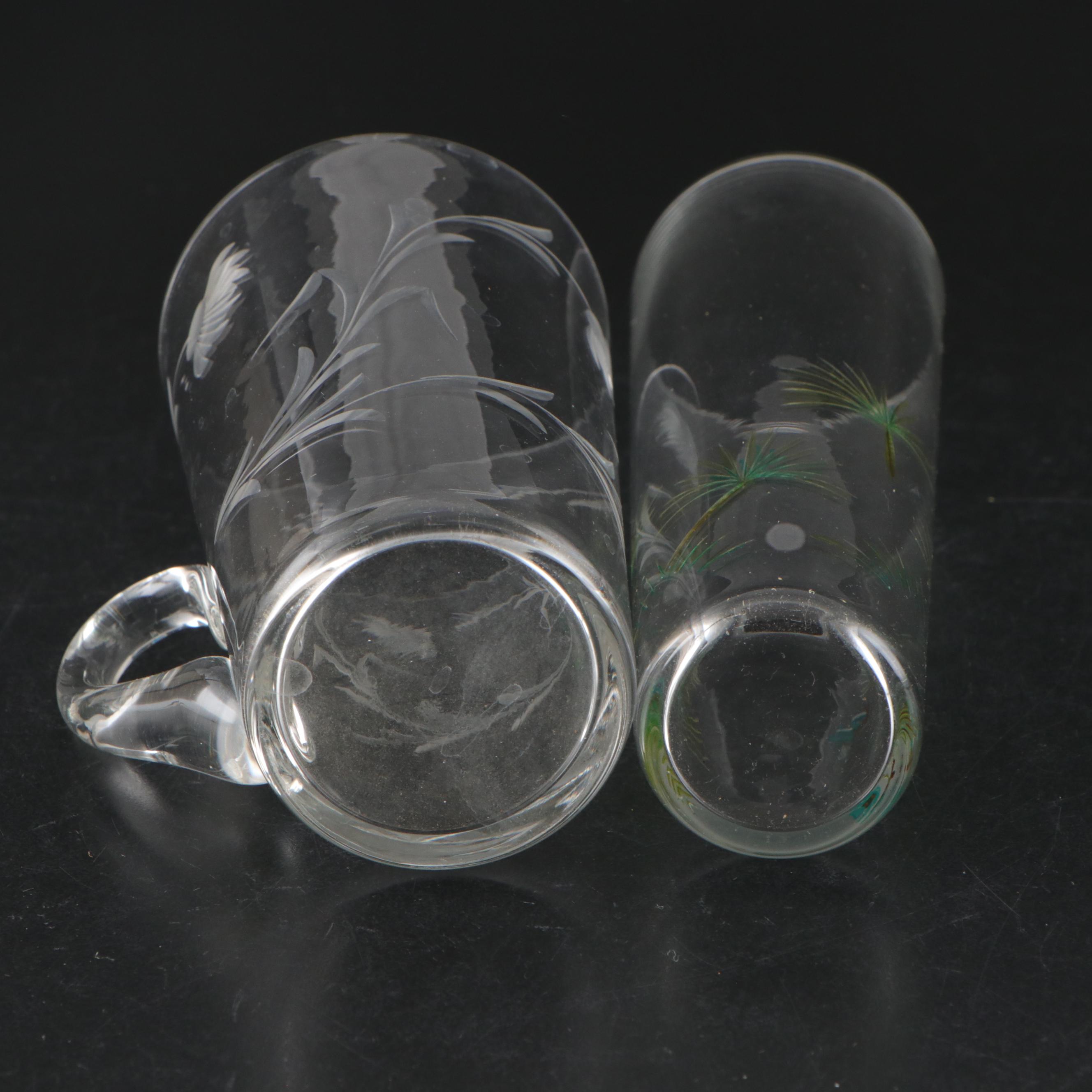 Floral Motif Glass Vases with Pressed Glass Vases and More