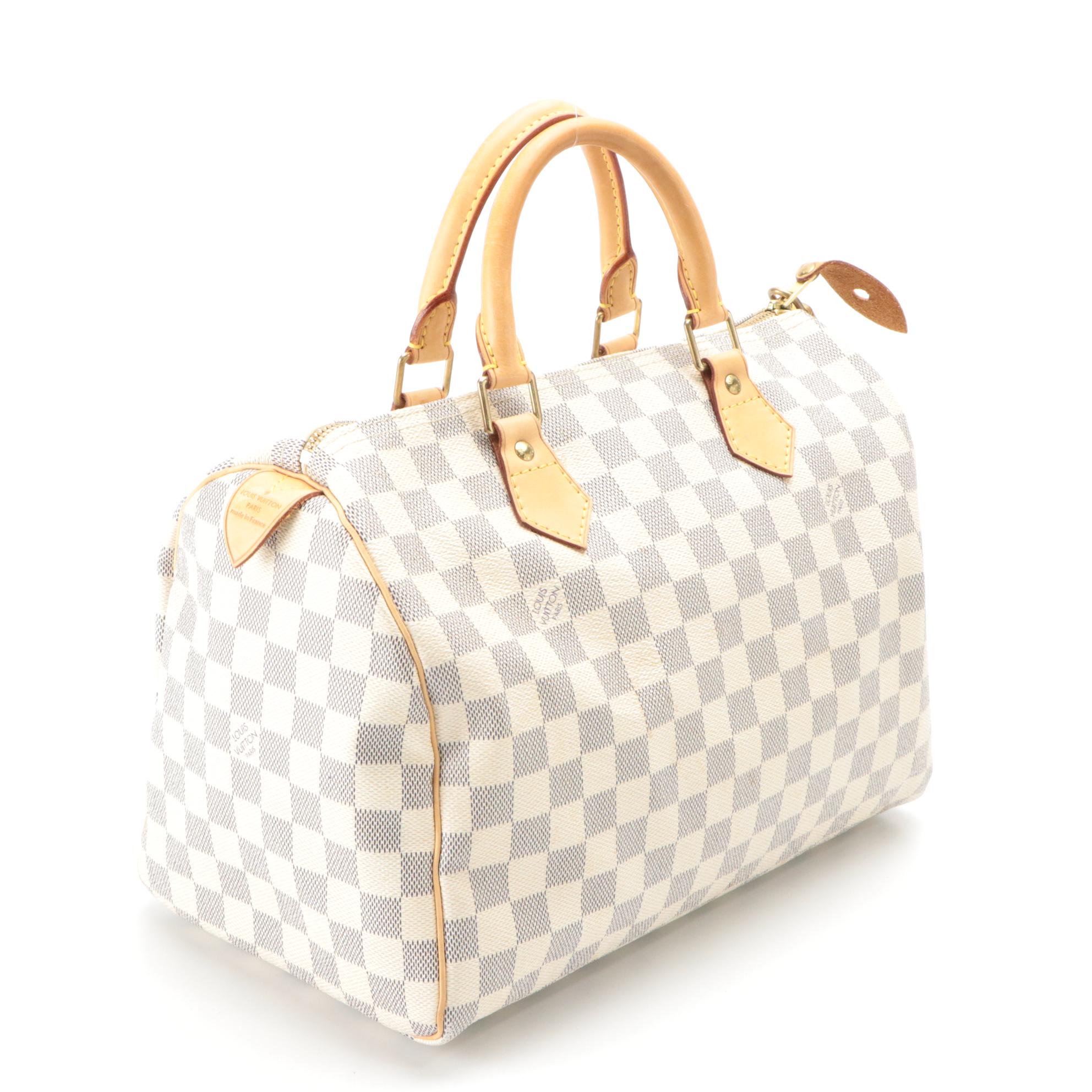 Louis Vuitton Speedy 30 in Damier Azur Canvas and Vachetta Leather