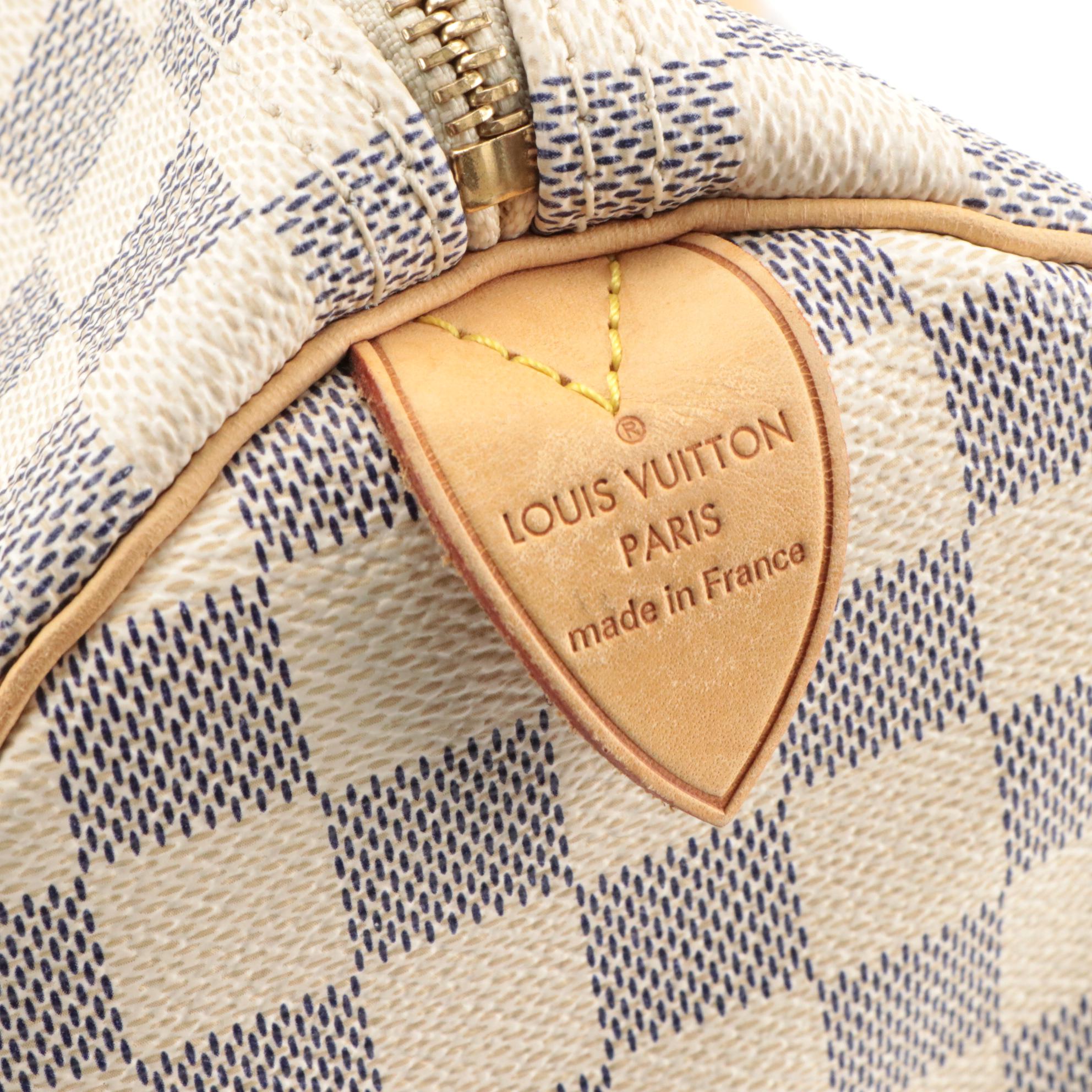 Louis Vuitton Speedy 30 in Damier Azur Canvas and Vachetta Leather