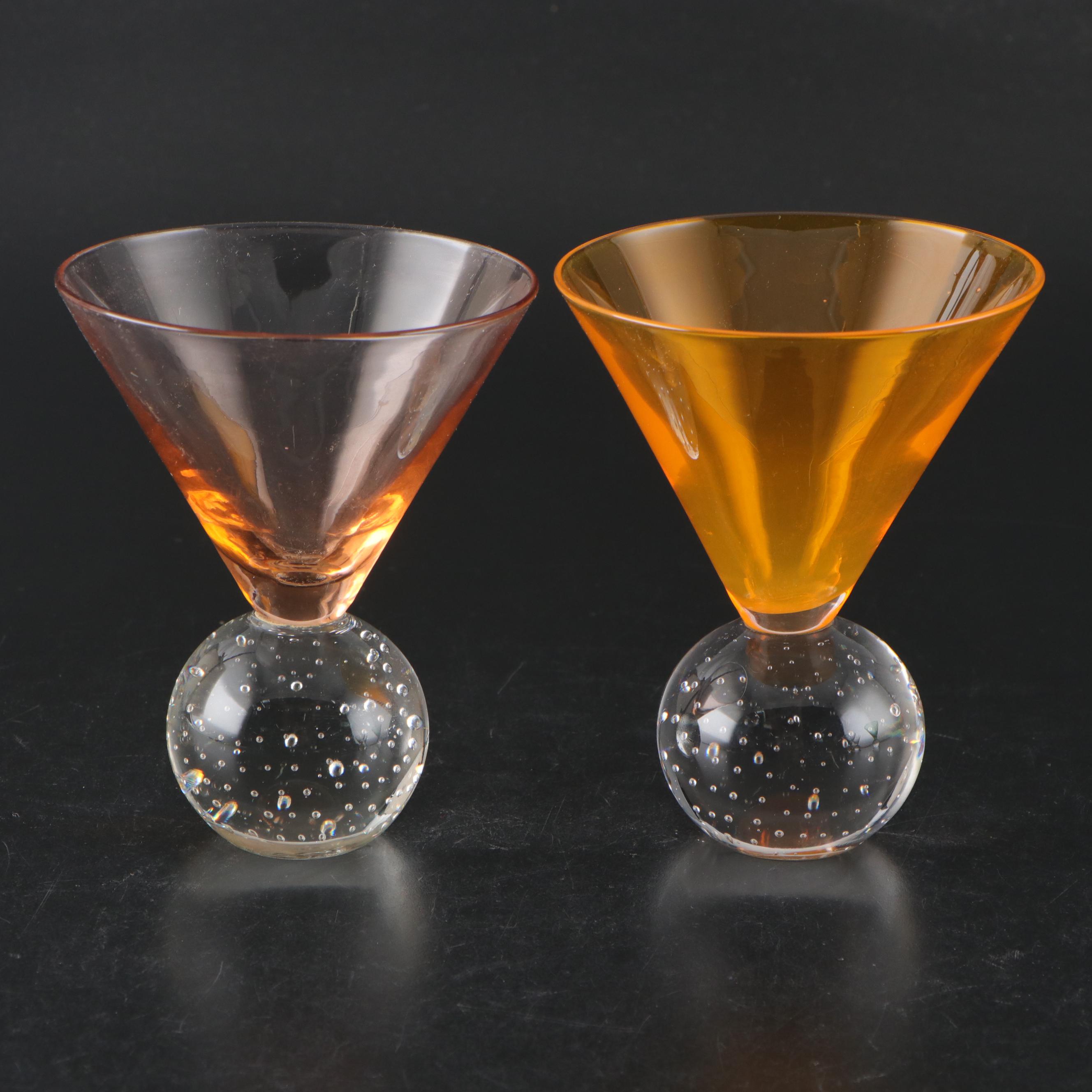 Blown Glass Ball Stem Martini Glasses