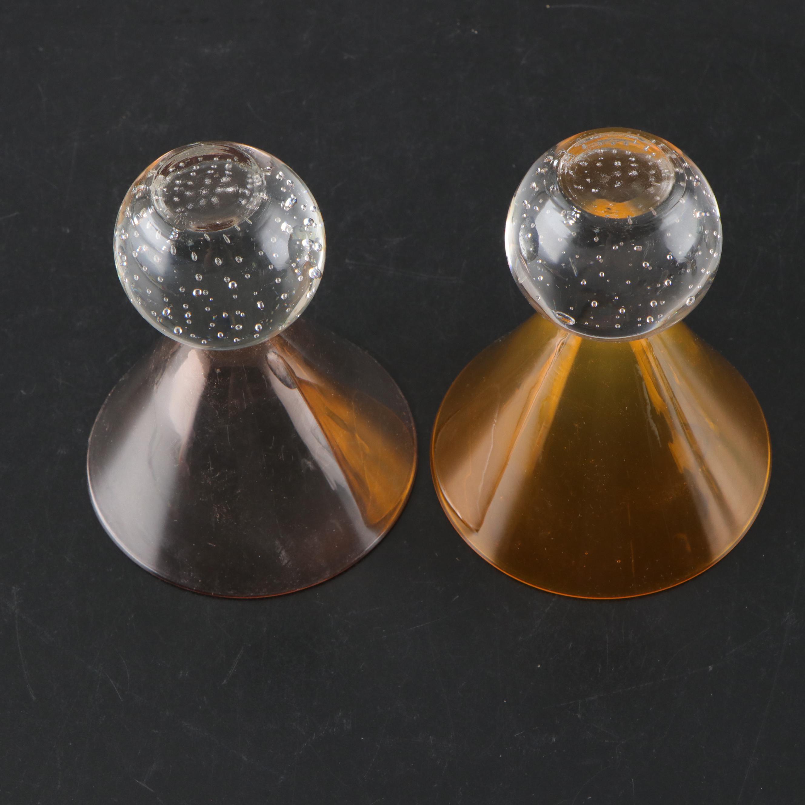 Blown Glass Ball Stem Martini Glasses
