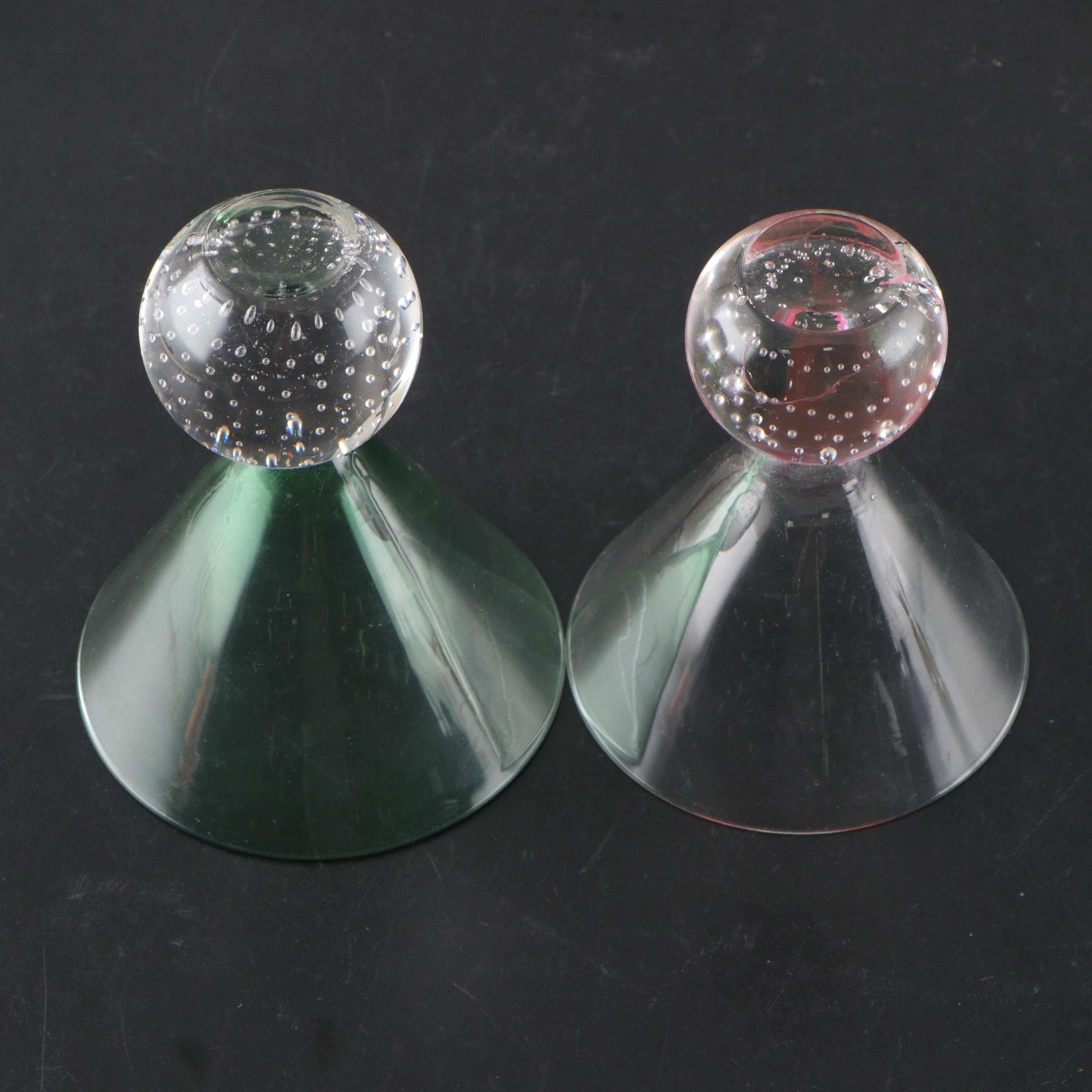 Blown Glass Ball Stem Martini Glasses