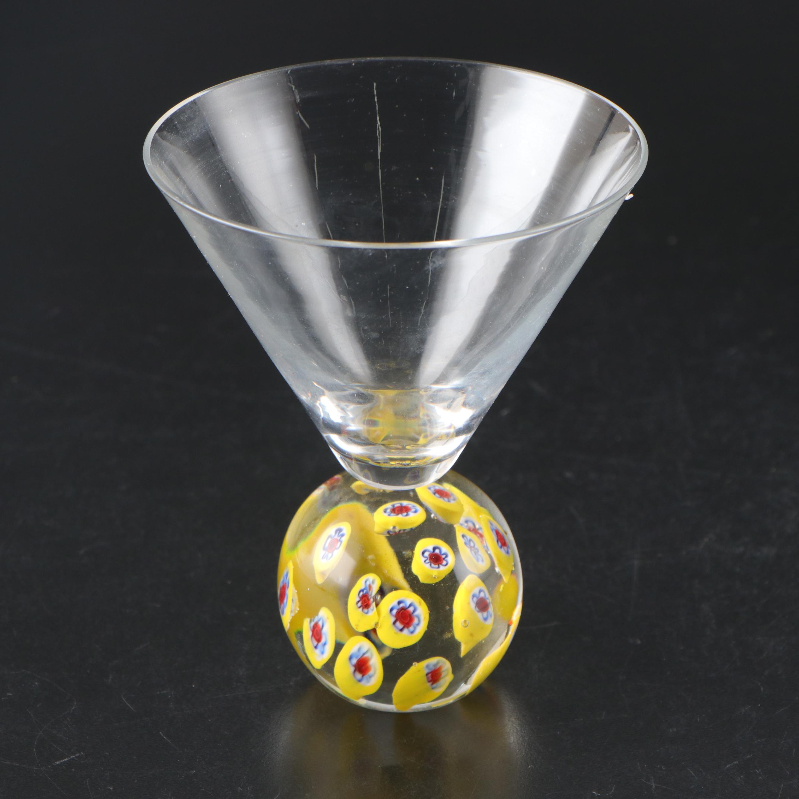 Blown Glass Ball Stem Martini Glasses