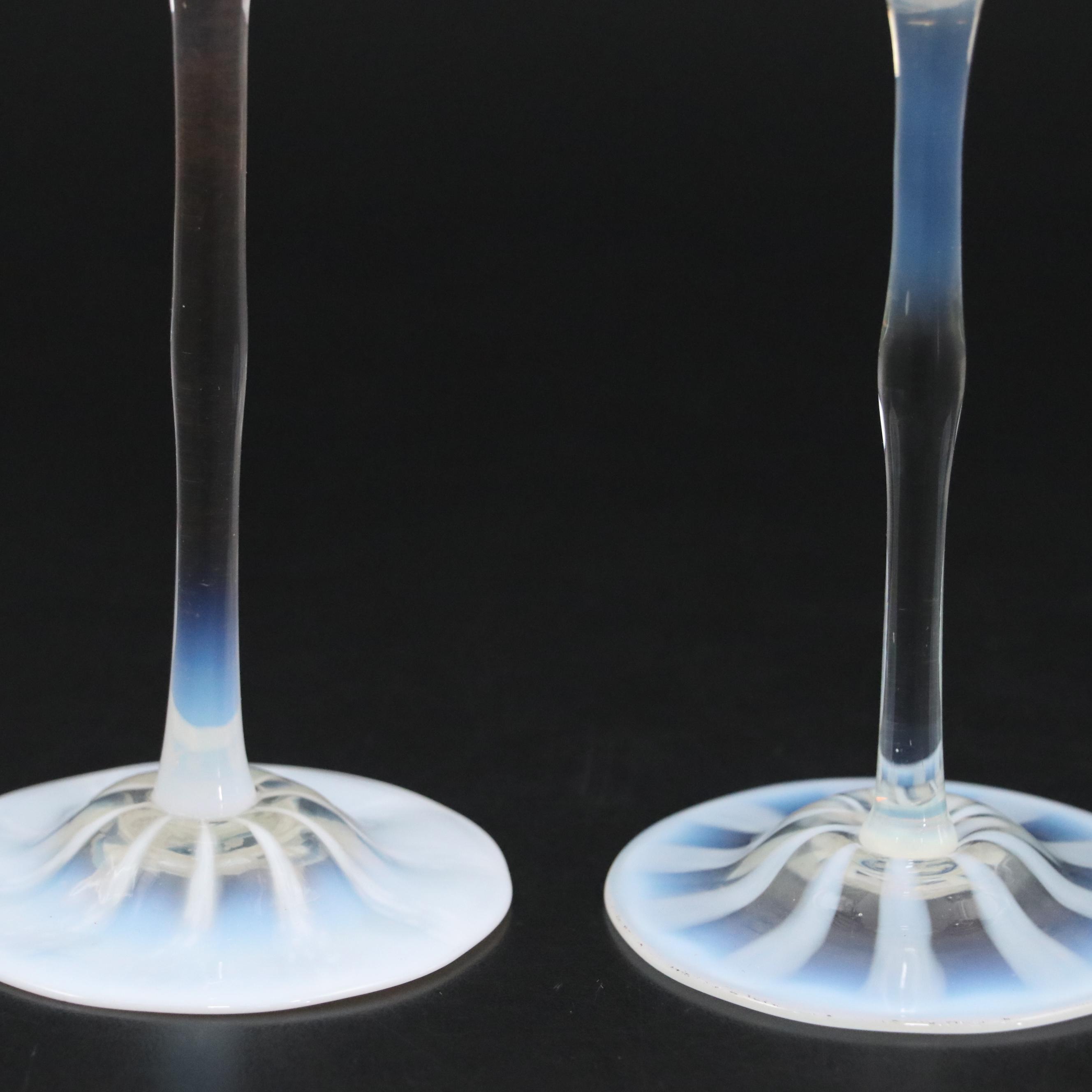 Louis Comfort Tiffany Favrile Opalescent Art Glass Stemware, Early 20th Century