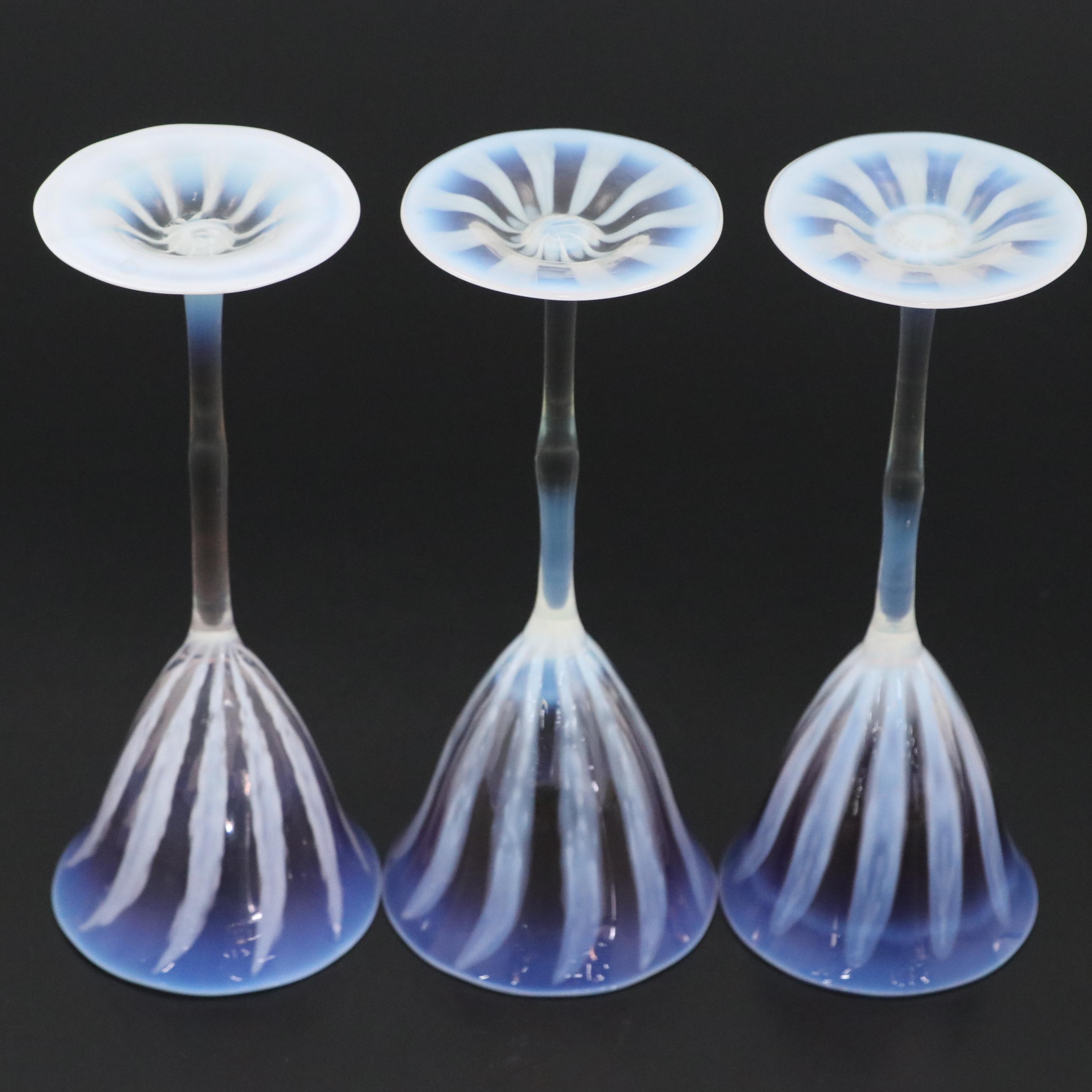 Louis Comfort Tiffany Favrile Opalescent Art Glass Stemware, Early 20th Century