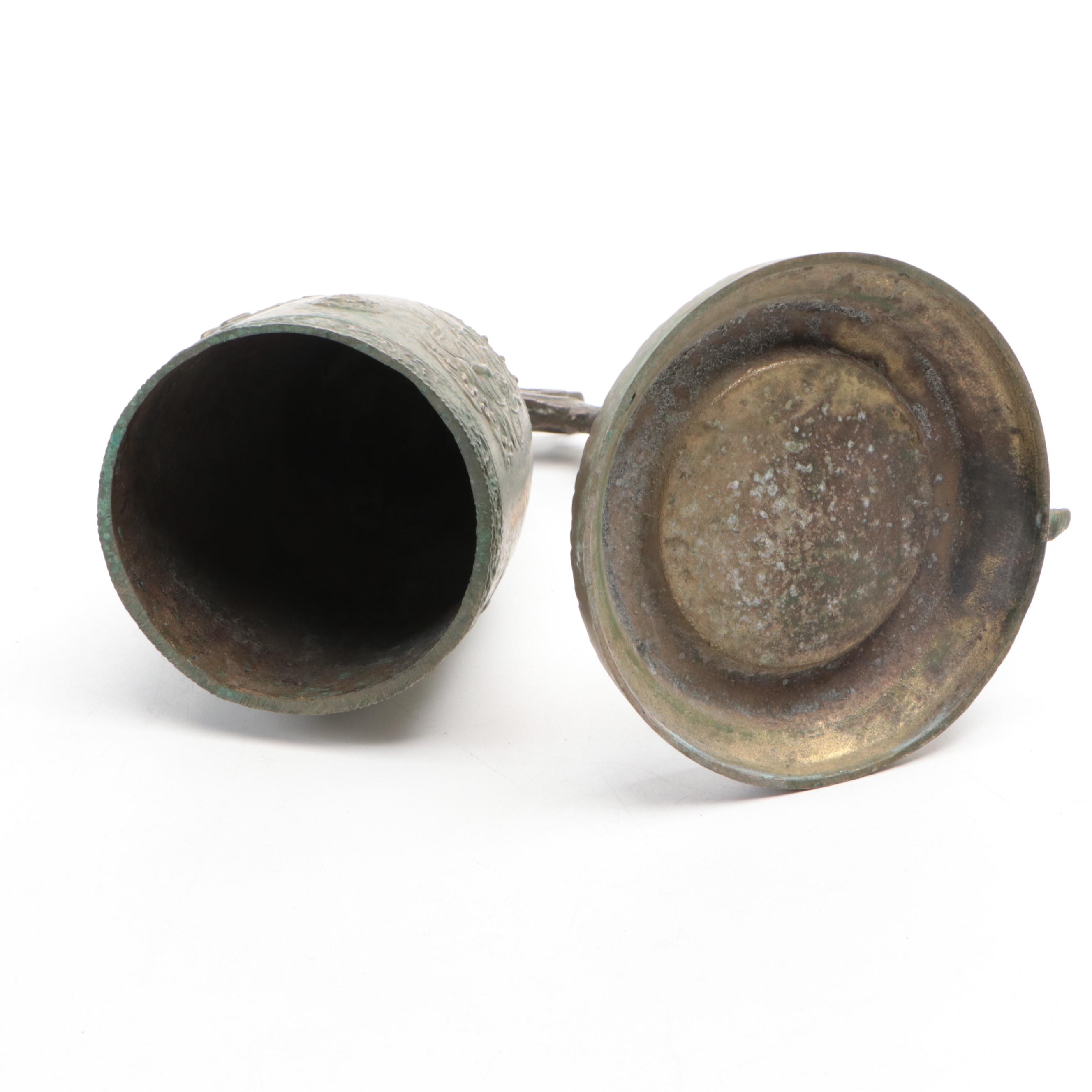 Japanese Style Brass Temple Gong with Short Sword and Butter Curler Press