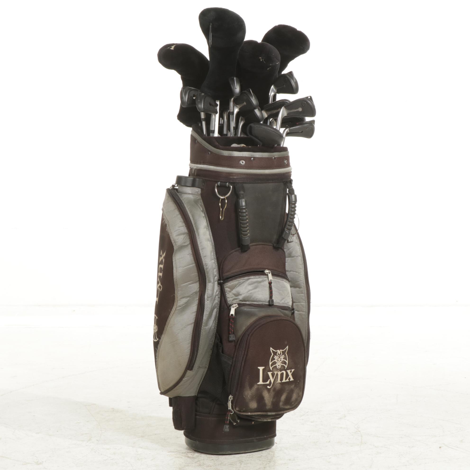 Leyland, Tommy Armour, and Other Golf Clubs with Lynx Bag