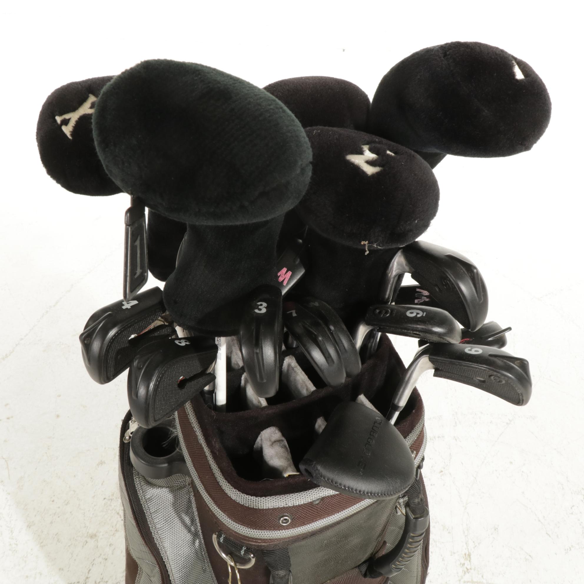 Leyland, Tommy Armour, and Other Golf Clubs with Lynx Bag