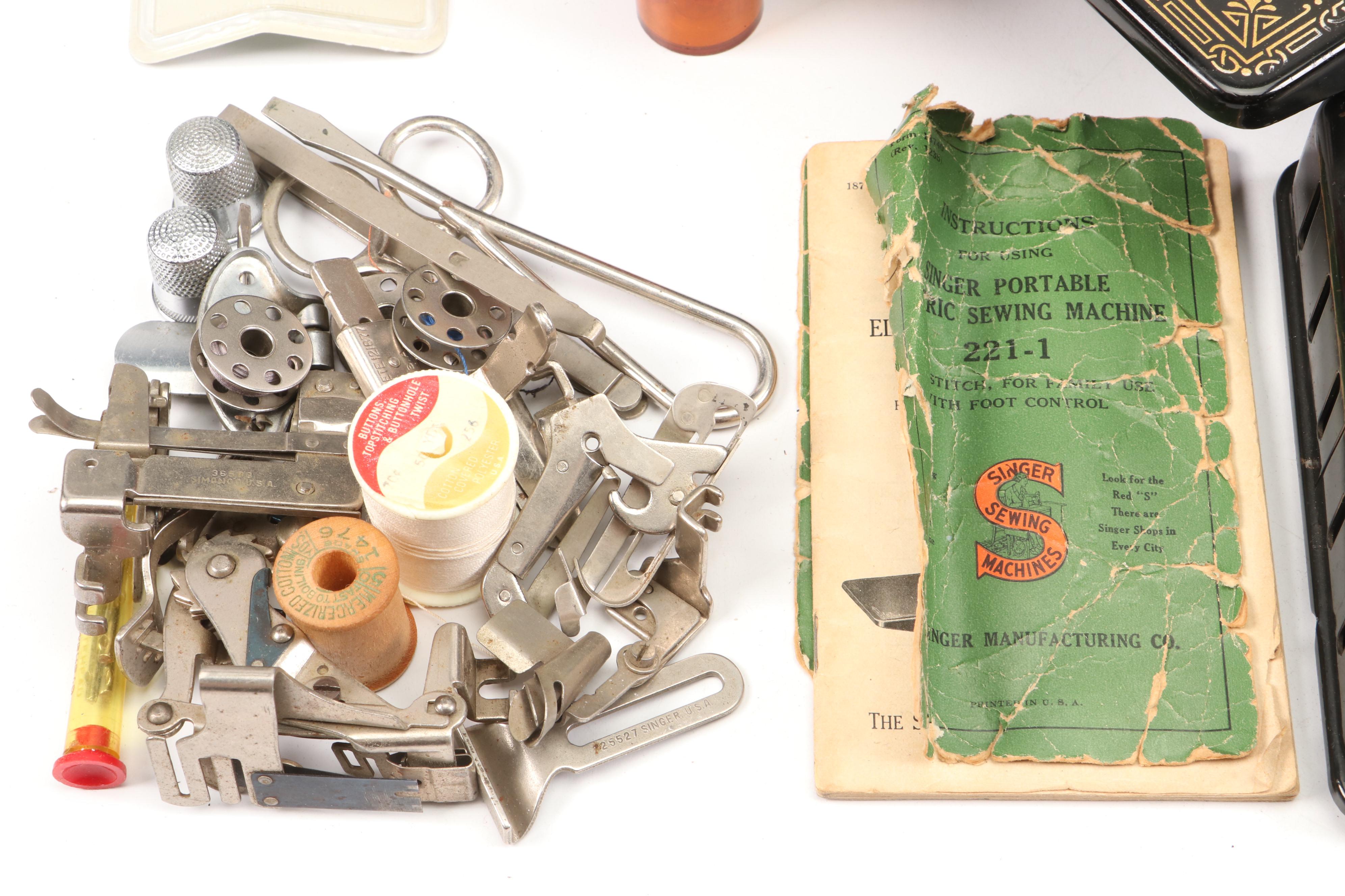 Singer Portable Electric Sewing Machine 221-1 with Case and Accessories