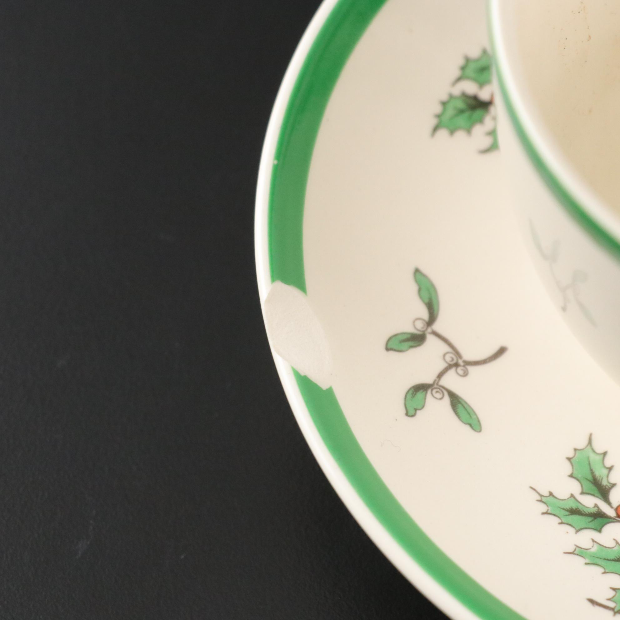 Spode "Christmas Tree" Ceramic Dinnerware and Stemware With Lenox S & P Shakers