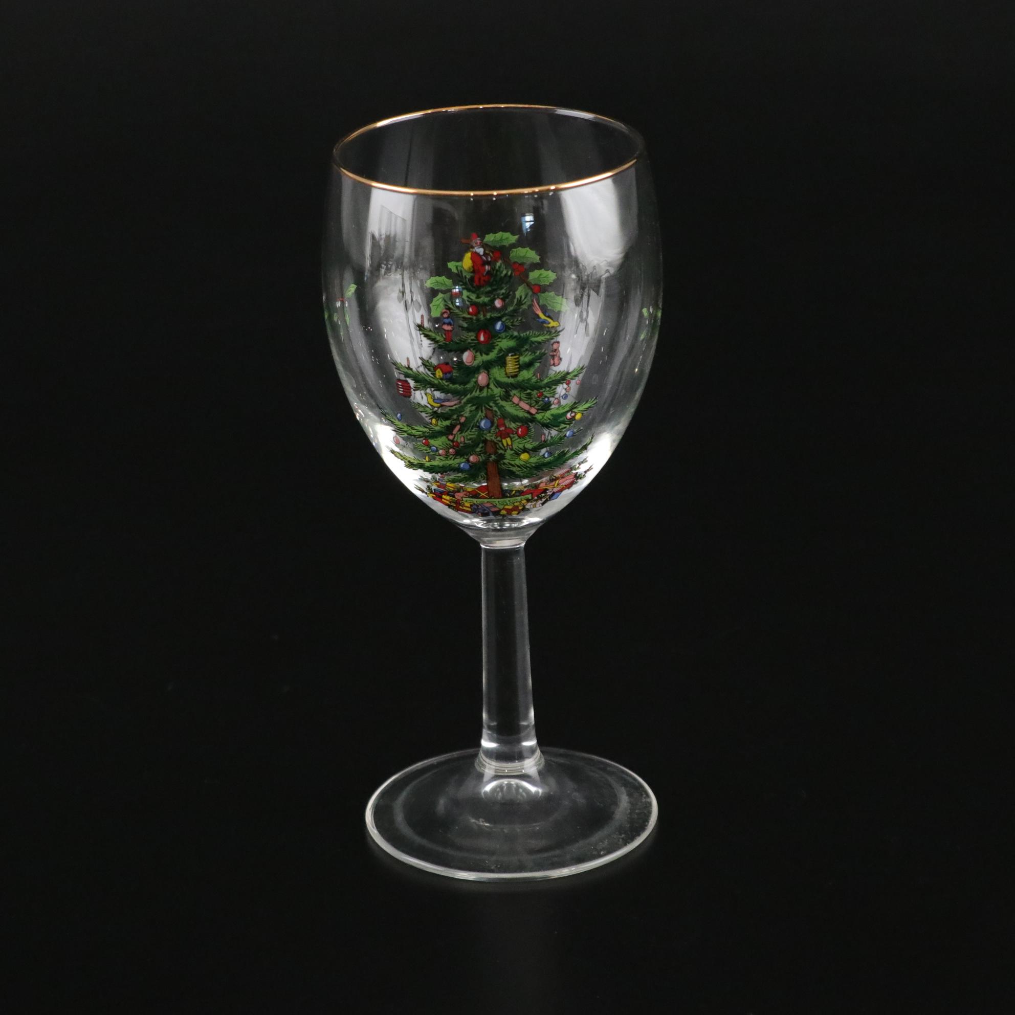 Spode "Christmas Tree" Ceramic Dinnerware and Stemware With Lenox S & P Shakers