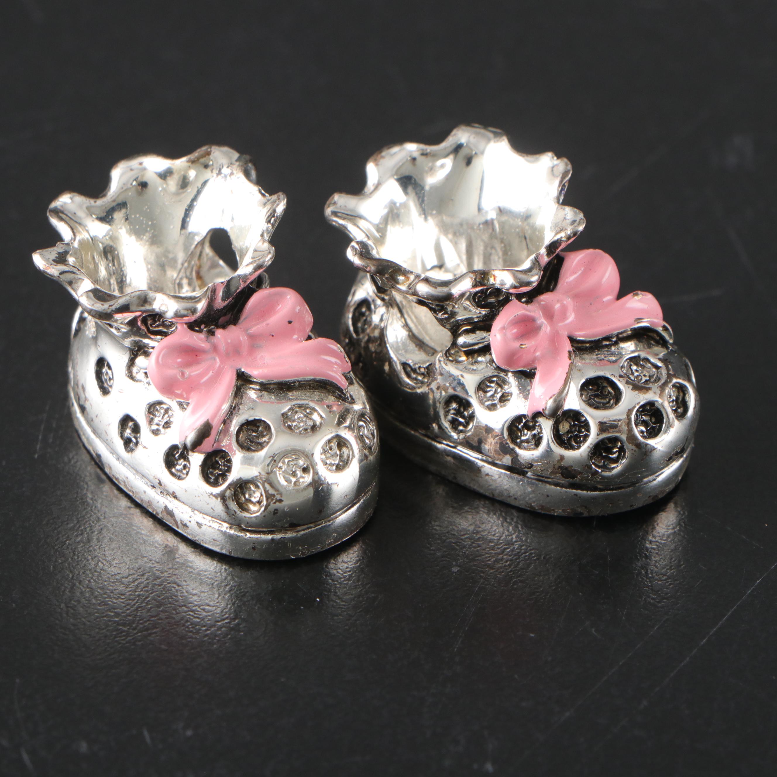 Italian Lully Argenti Silver Plate Baby Shoes Figurine