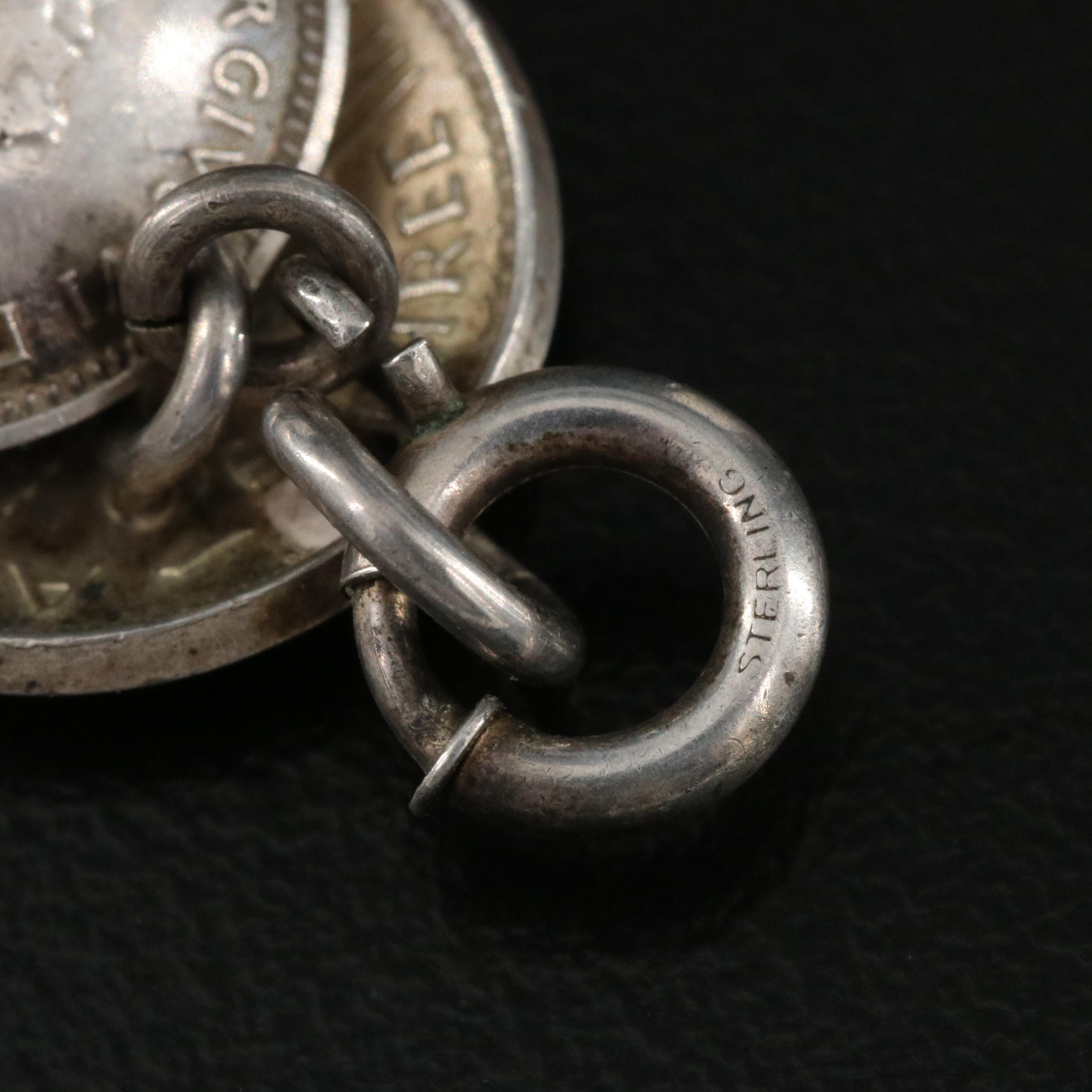 Sterling 1942 and 1943 Three Pence Australian Coin Bracelet