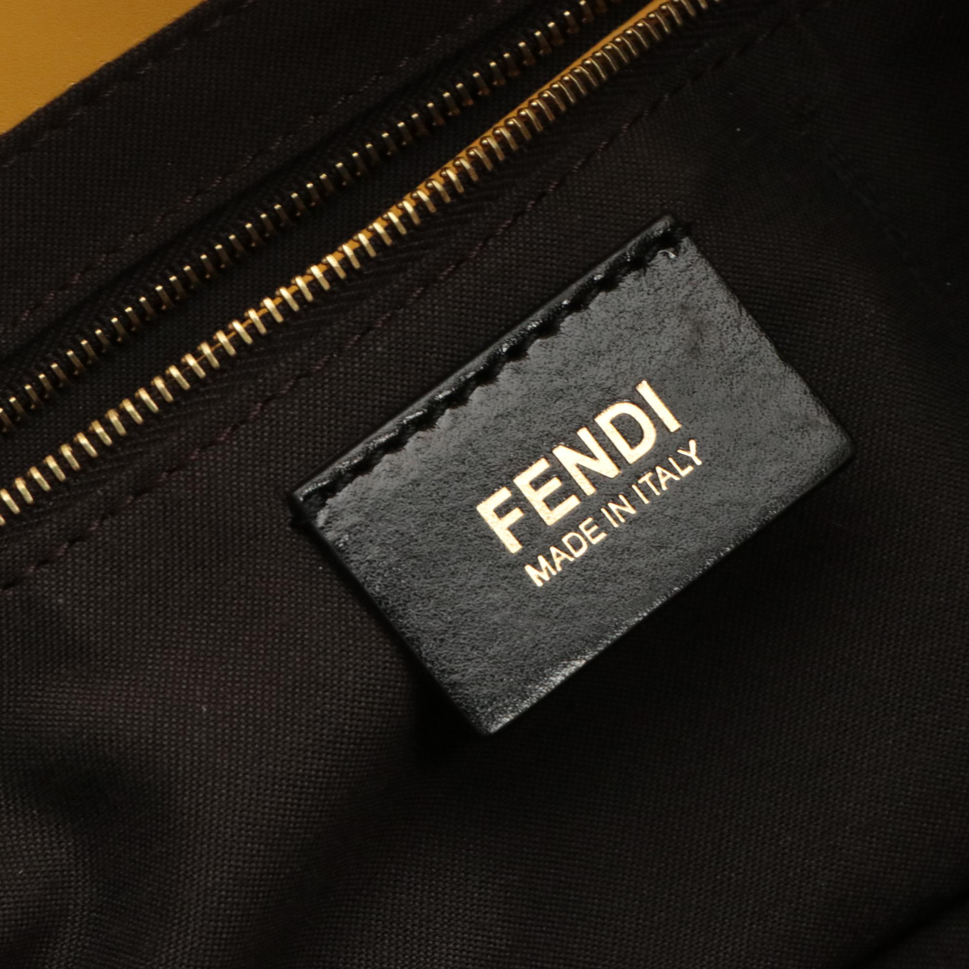 Fendi Maise Yellow Leather Baguette with Chain