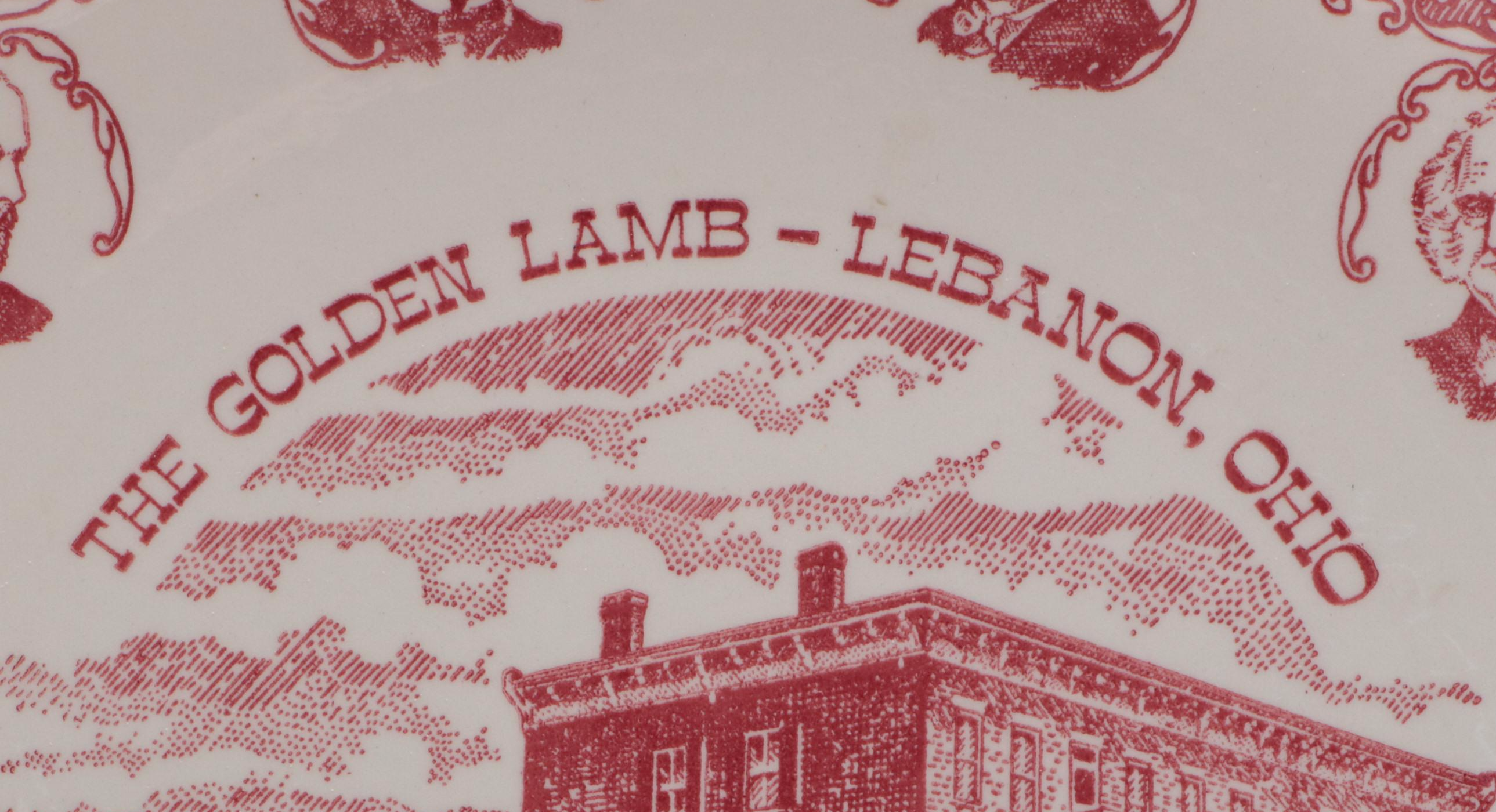 Kettlesprings Kilns "The Golden Lamb" Ceramic Souvenir Plate, Mid-20th Century