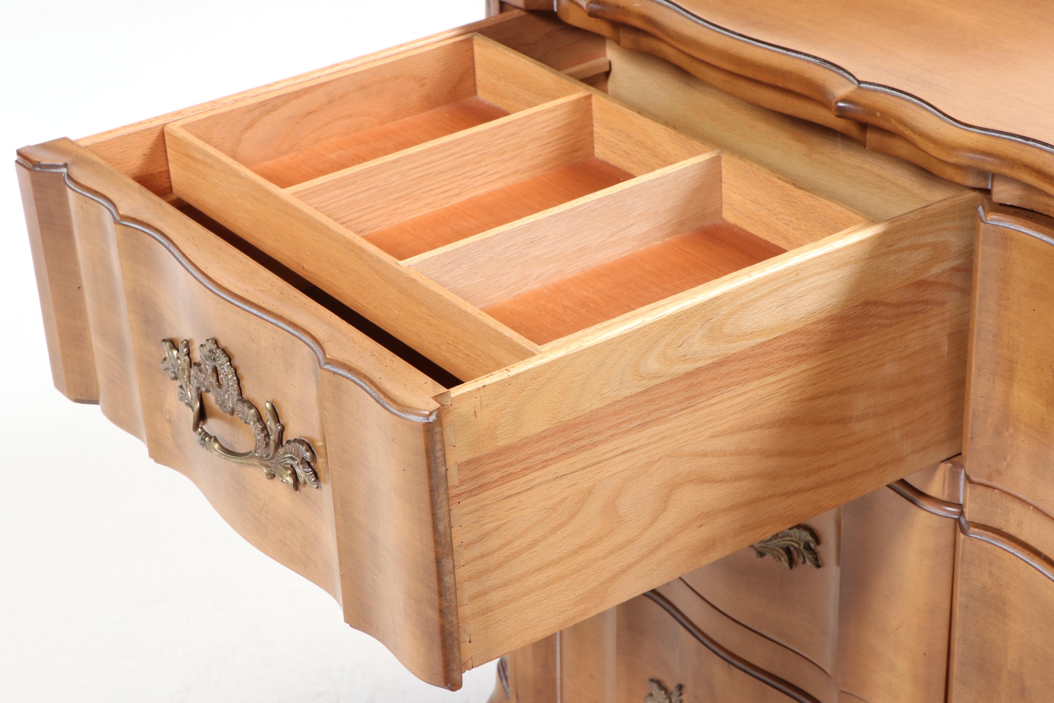 J. L. Metz Furniture Co. French Provincial Style Maple Nine-Drawer Commode