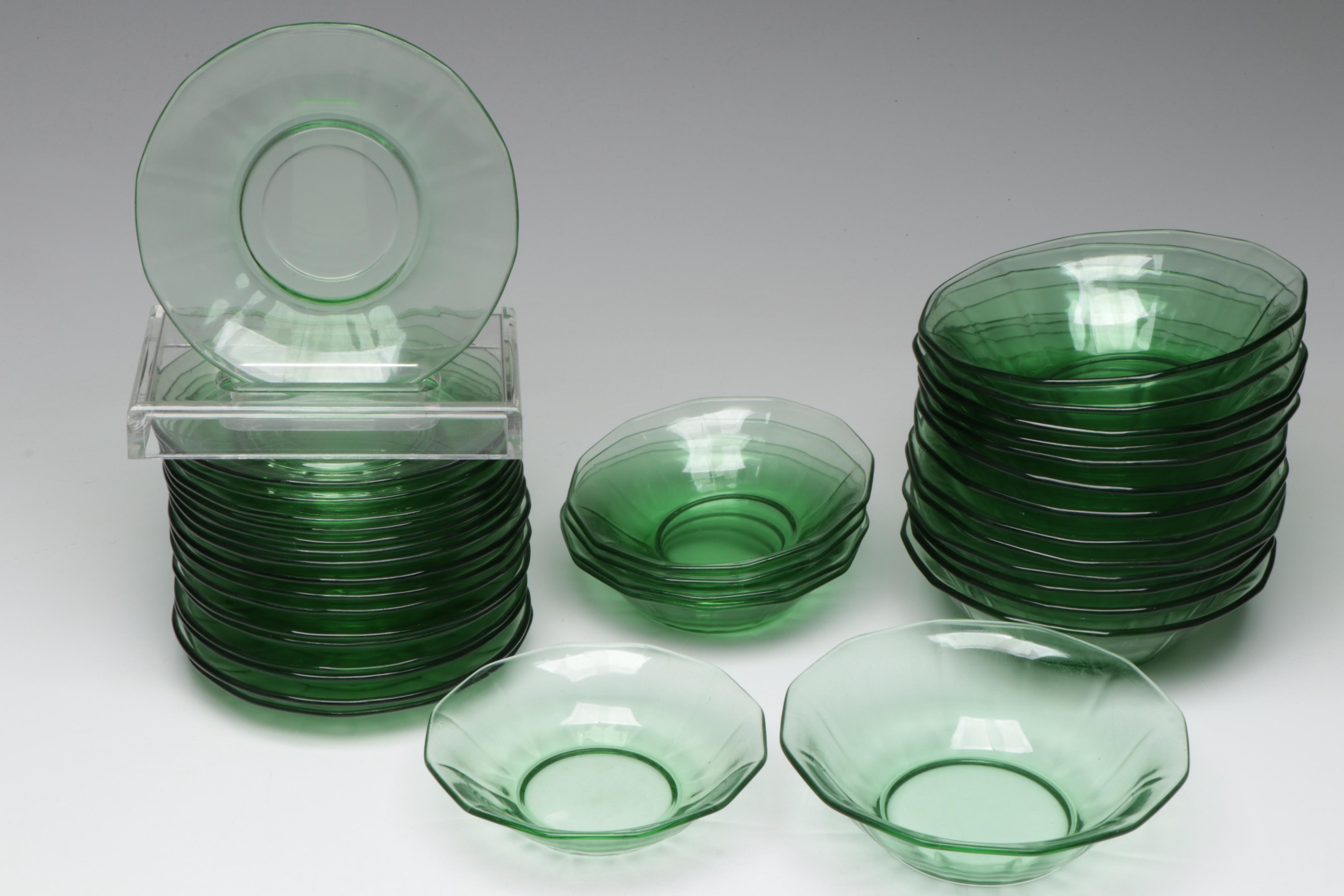 Uranium Glass Dinner Plates, Salad Plates, and More Table Accessories