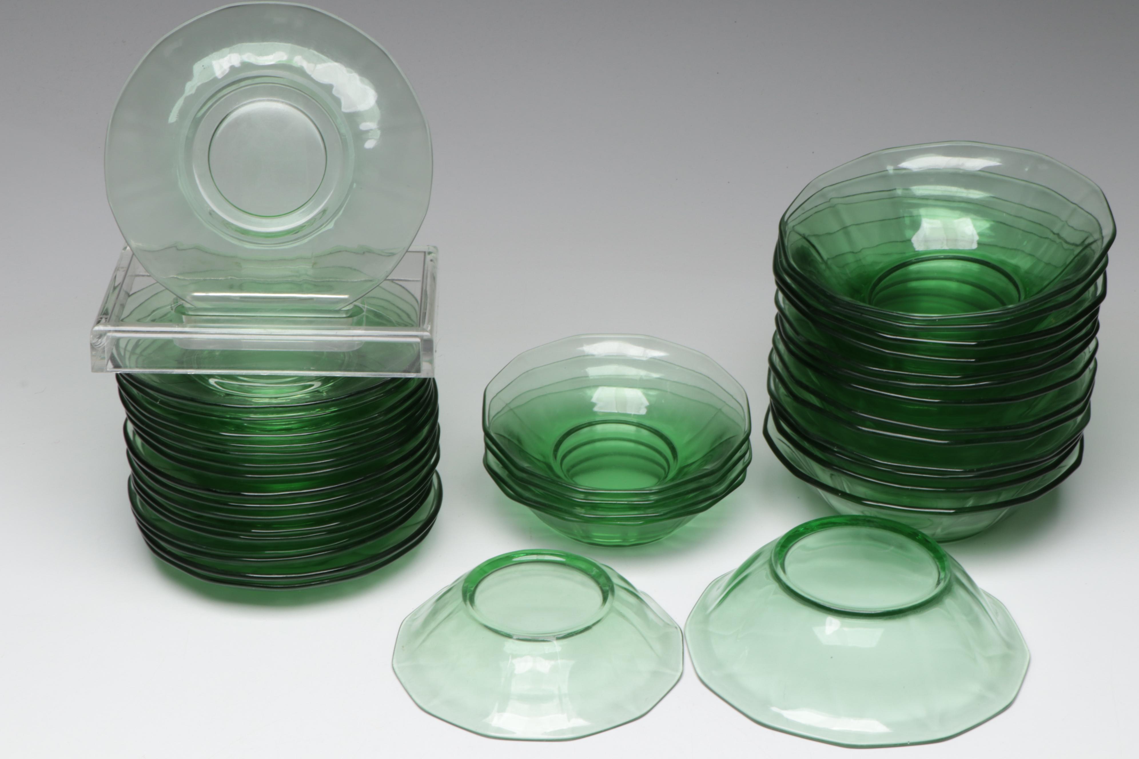 Uranium Glass Dinner Plates, Salad Plates, and More Table Accessories