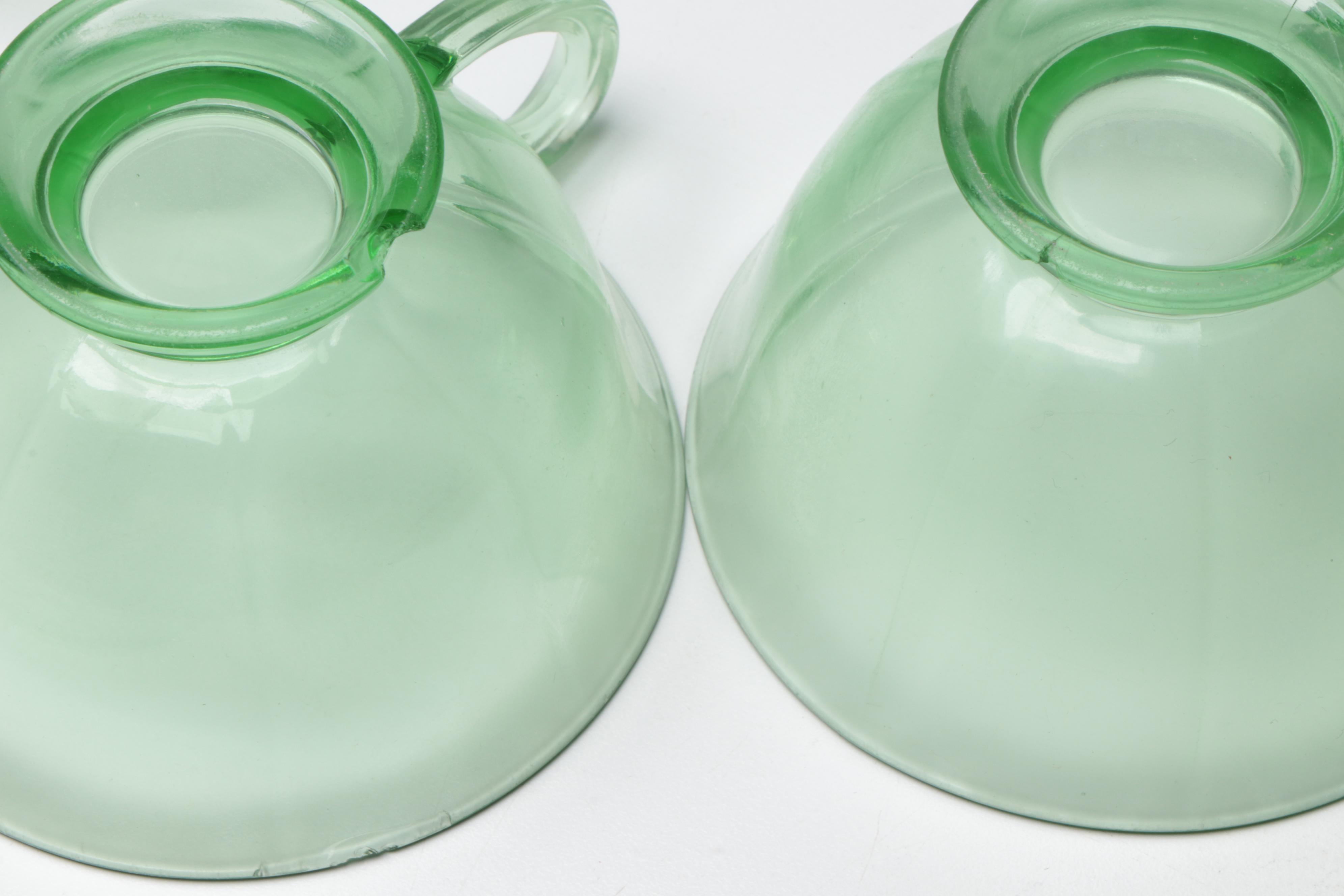 Uranium Glass Dinner Plates, Salad Plates, and More Table Accessories