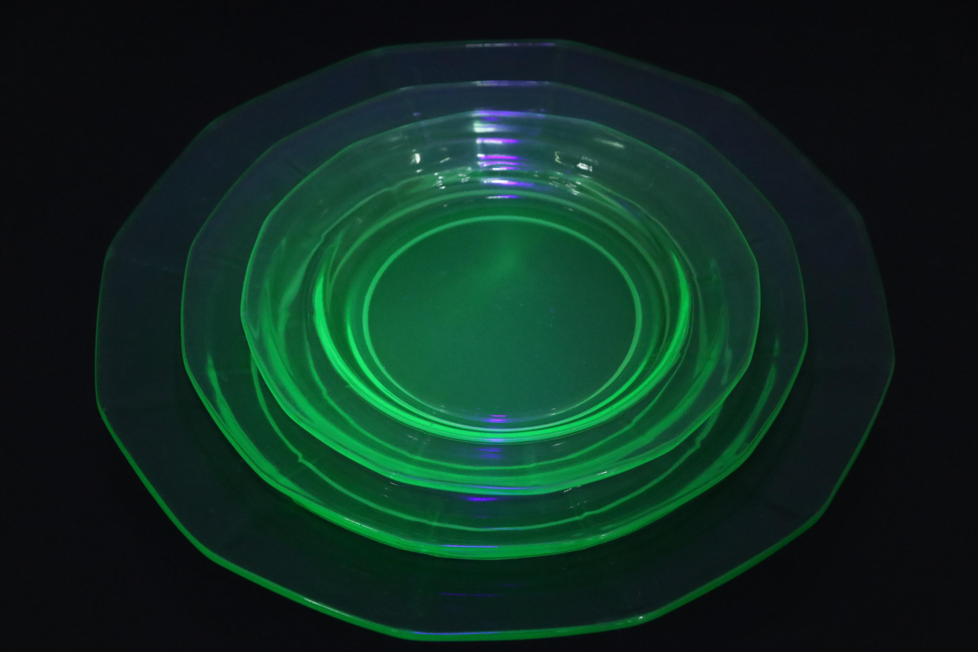 Uranium Glass Dinner Plates, Salad Plates, and More Table Accessories