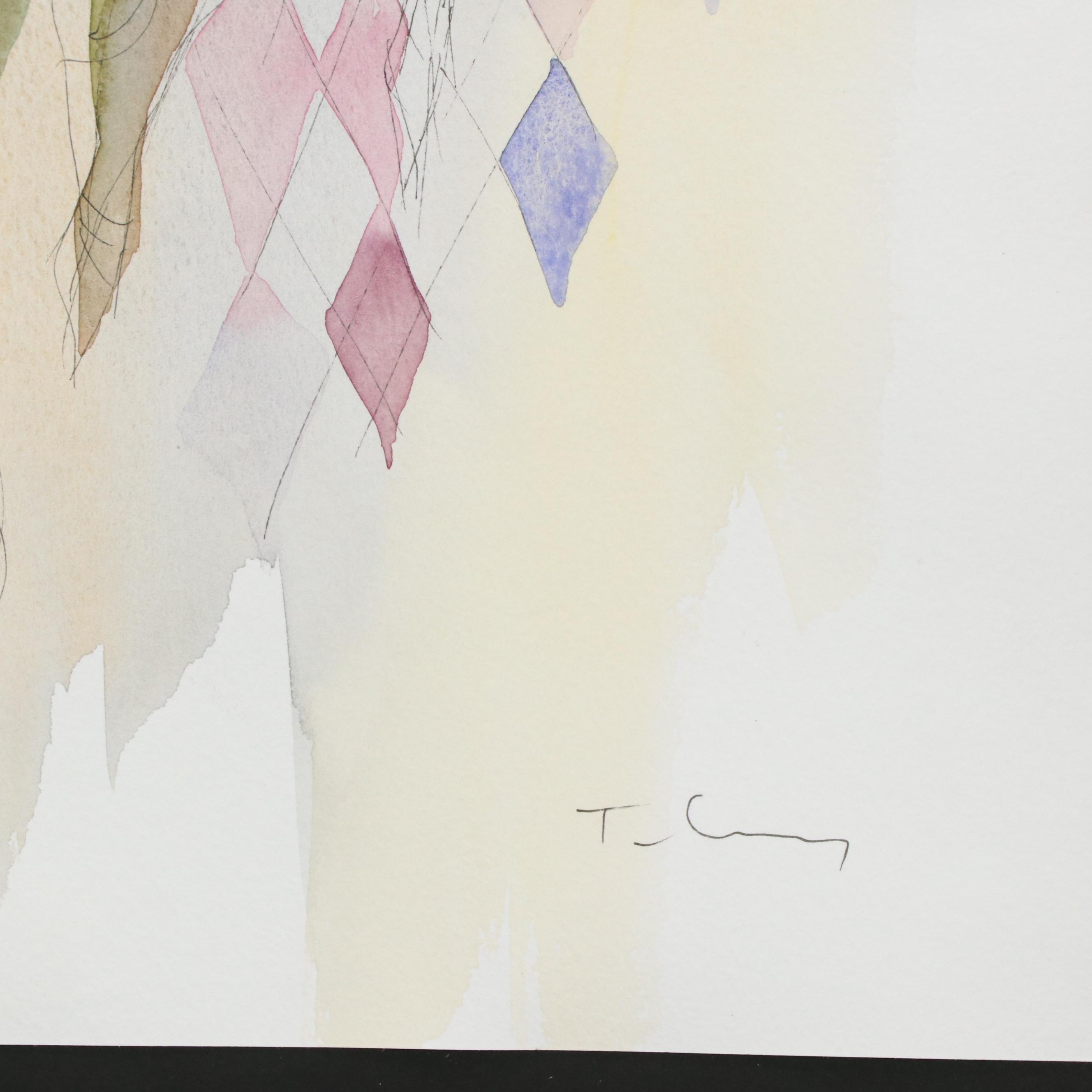 Itzchak Tarkay Watercolor Painting "Afternoon With Friends" COA