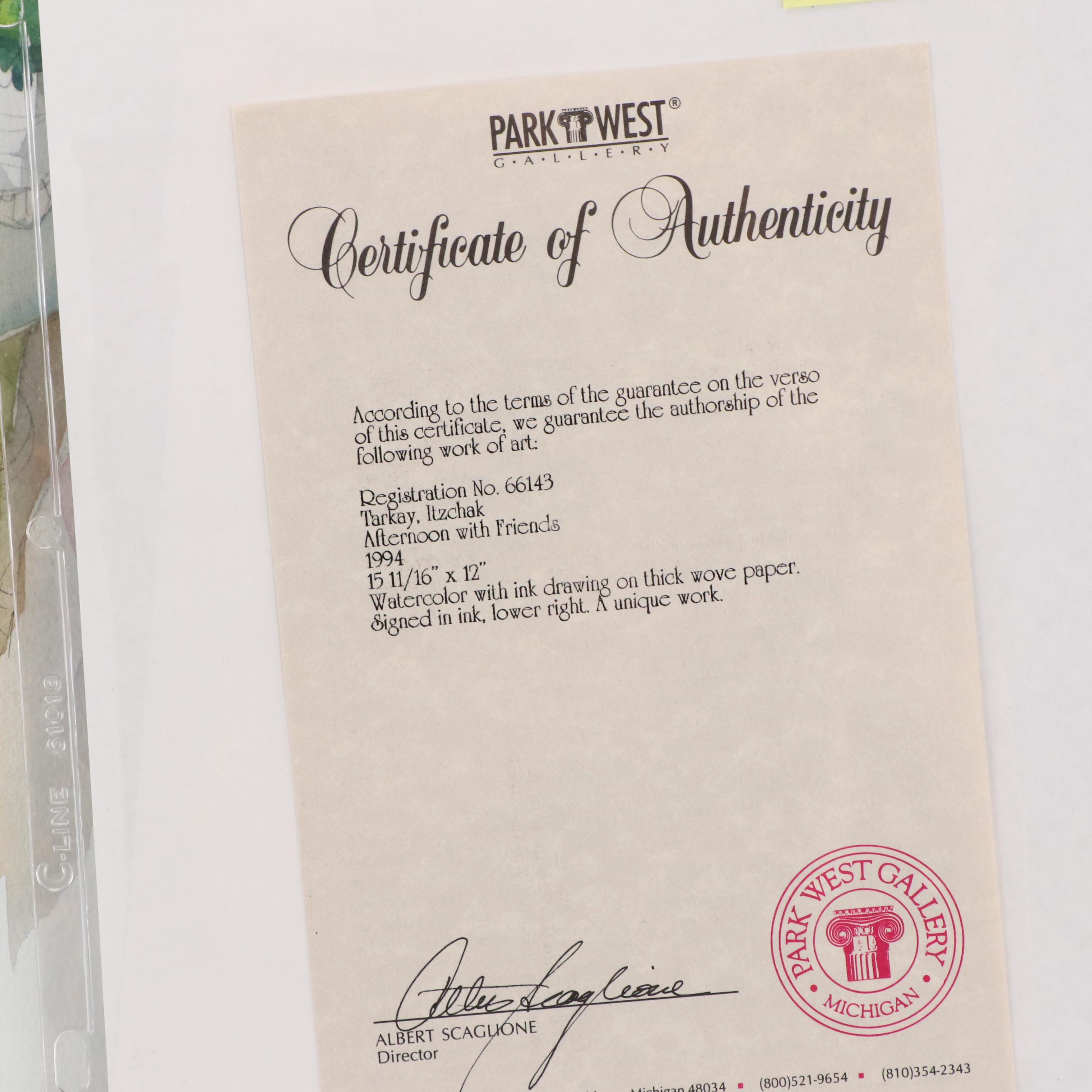 Itzchak Tarkay Watercolor Painting "Afternoon With Friends" COA