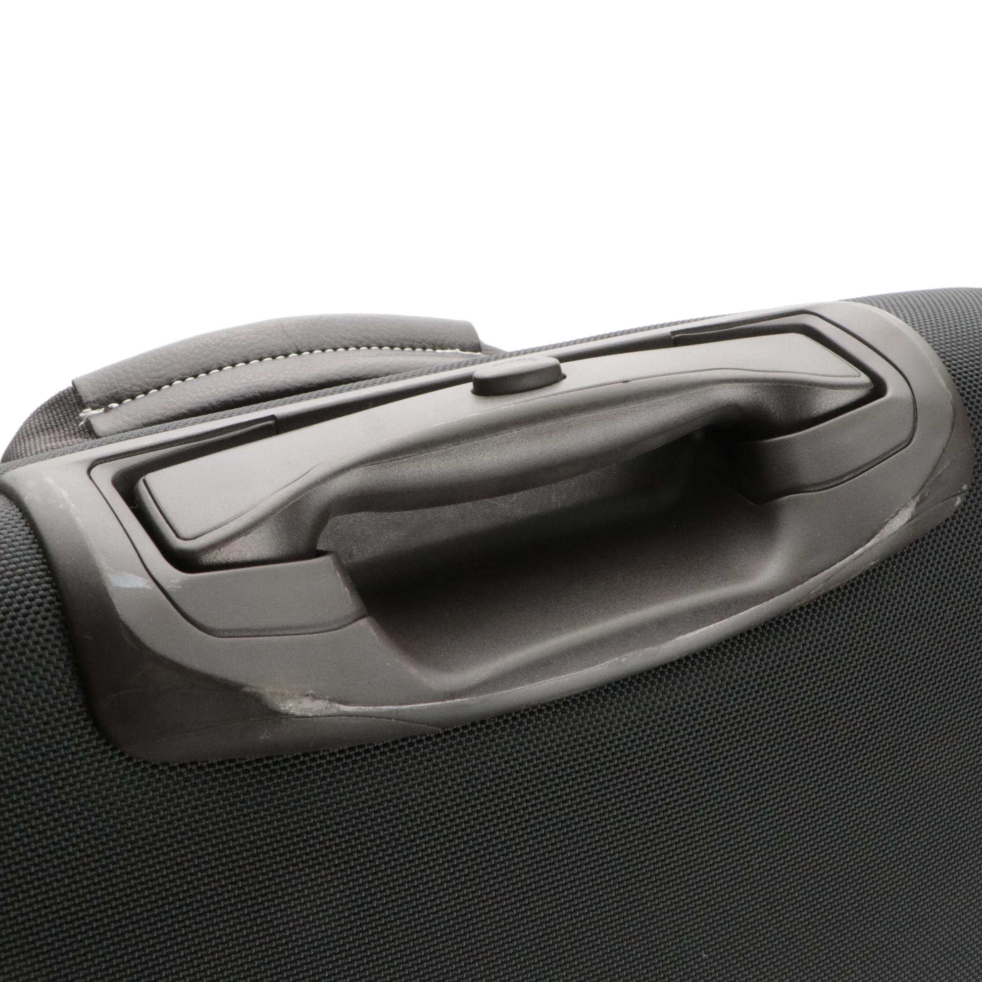 Bric's Black Ballistic Nylon Rolling Duffel Bag with Dark Brown Leather Trim