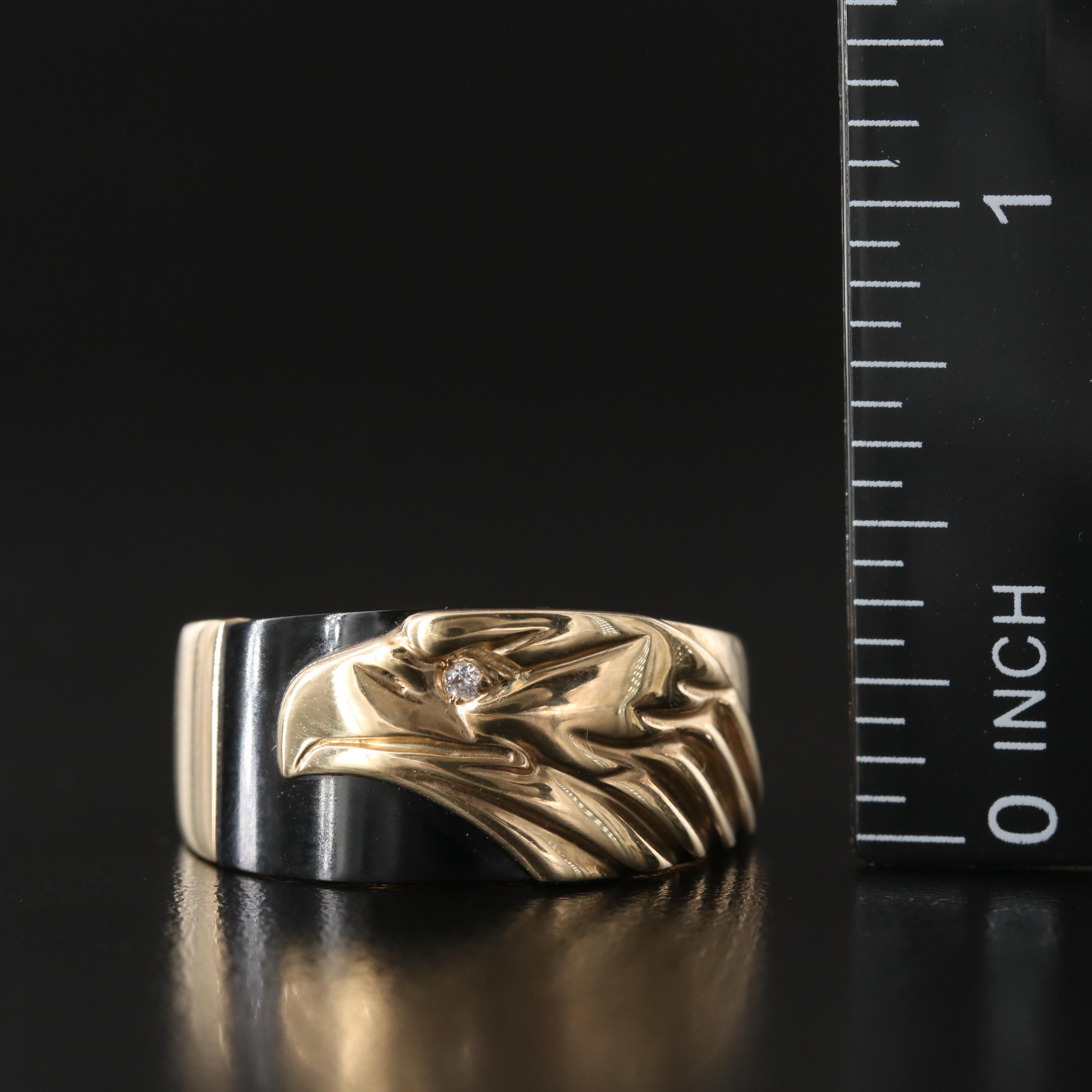 Franklin Mint "American Classic" 10K Onyx and Diamond Eagle Ring