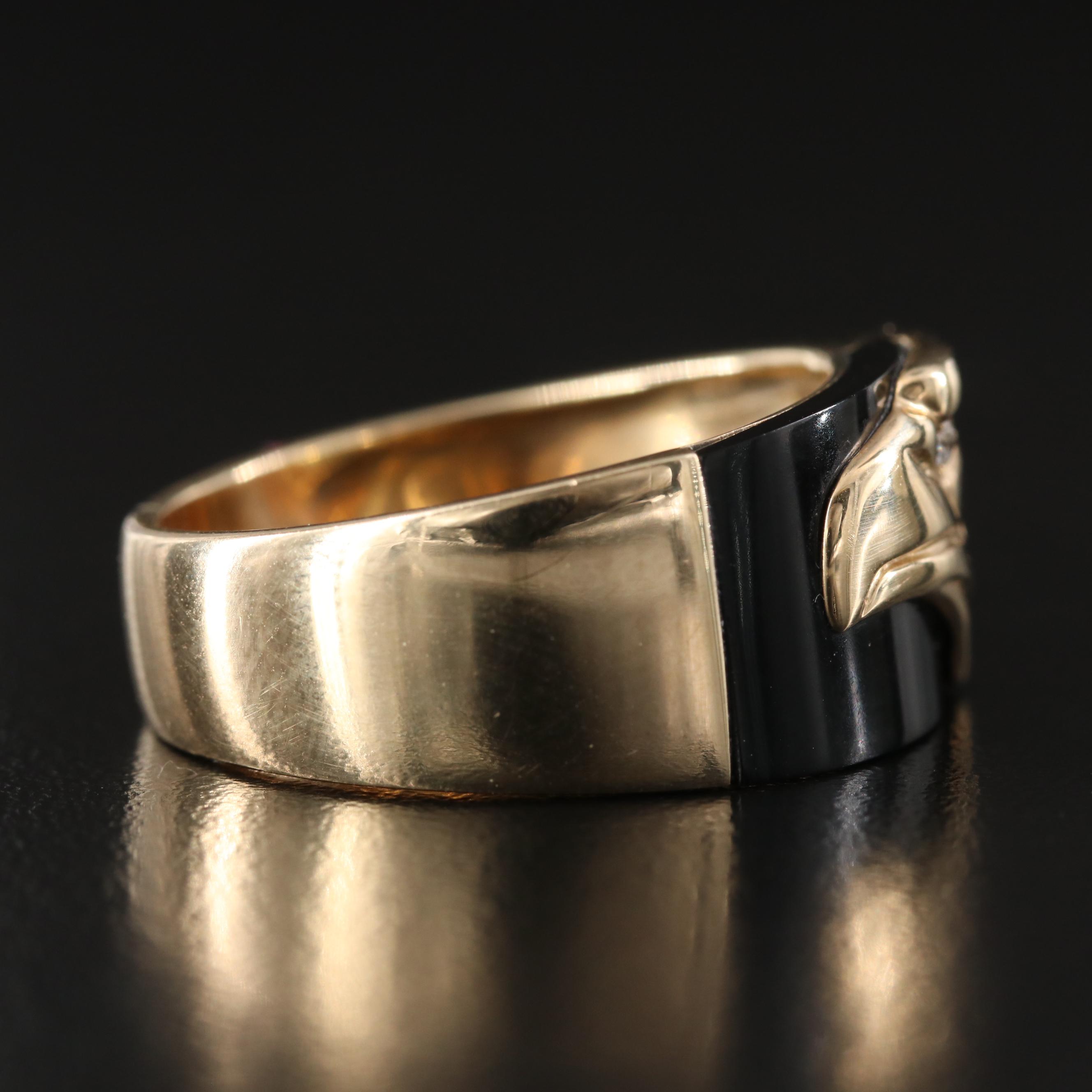 Franklin Mint "American Classic" 10K Onyx and Diamond Eagle Ring