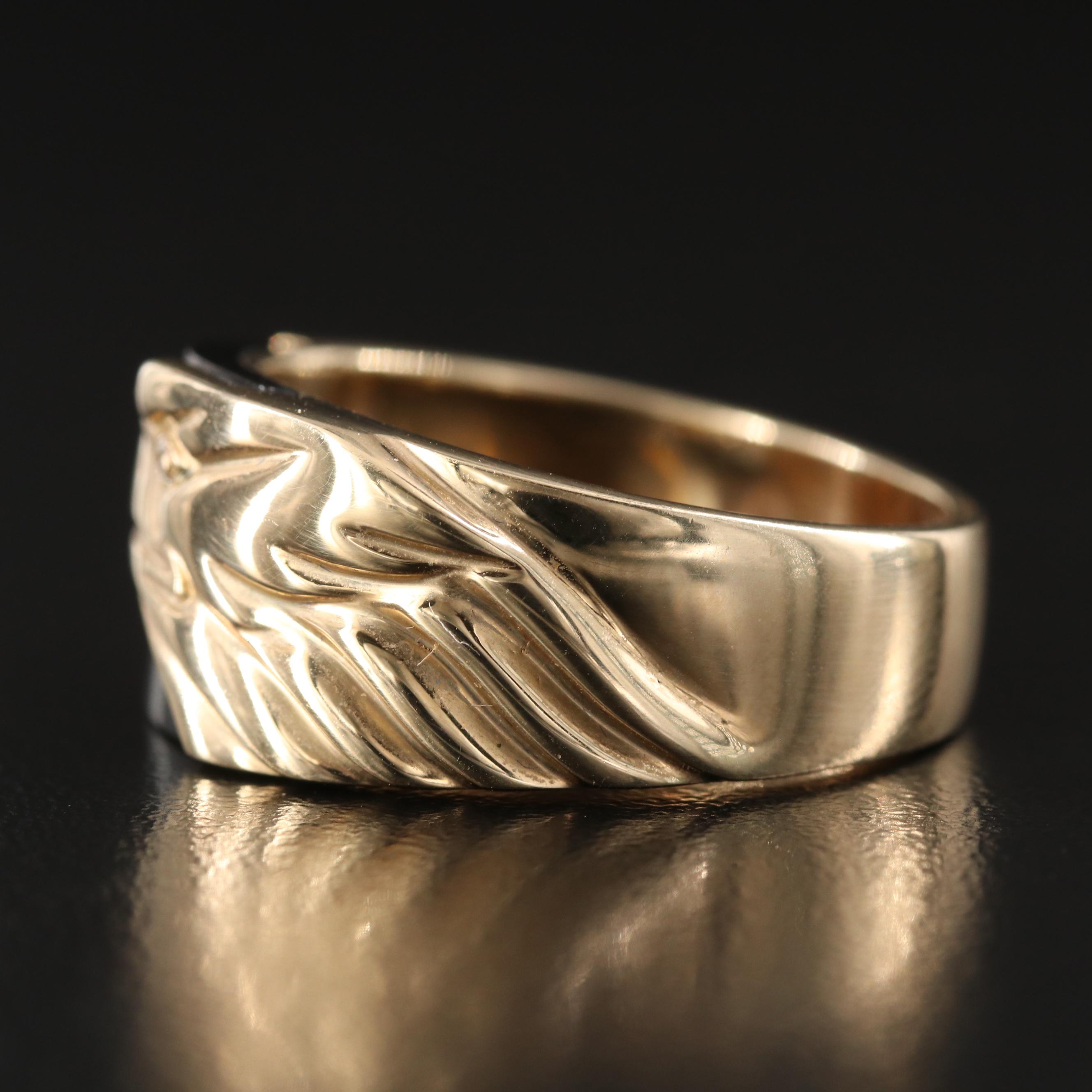 Franklin Mint "American Classic" 10K Onyx and Diamond Eagle Ring