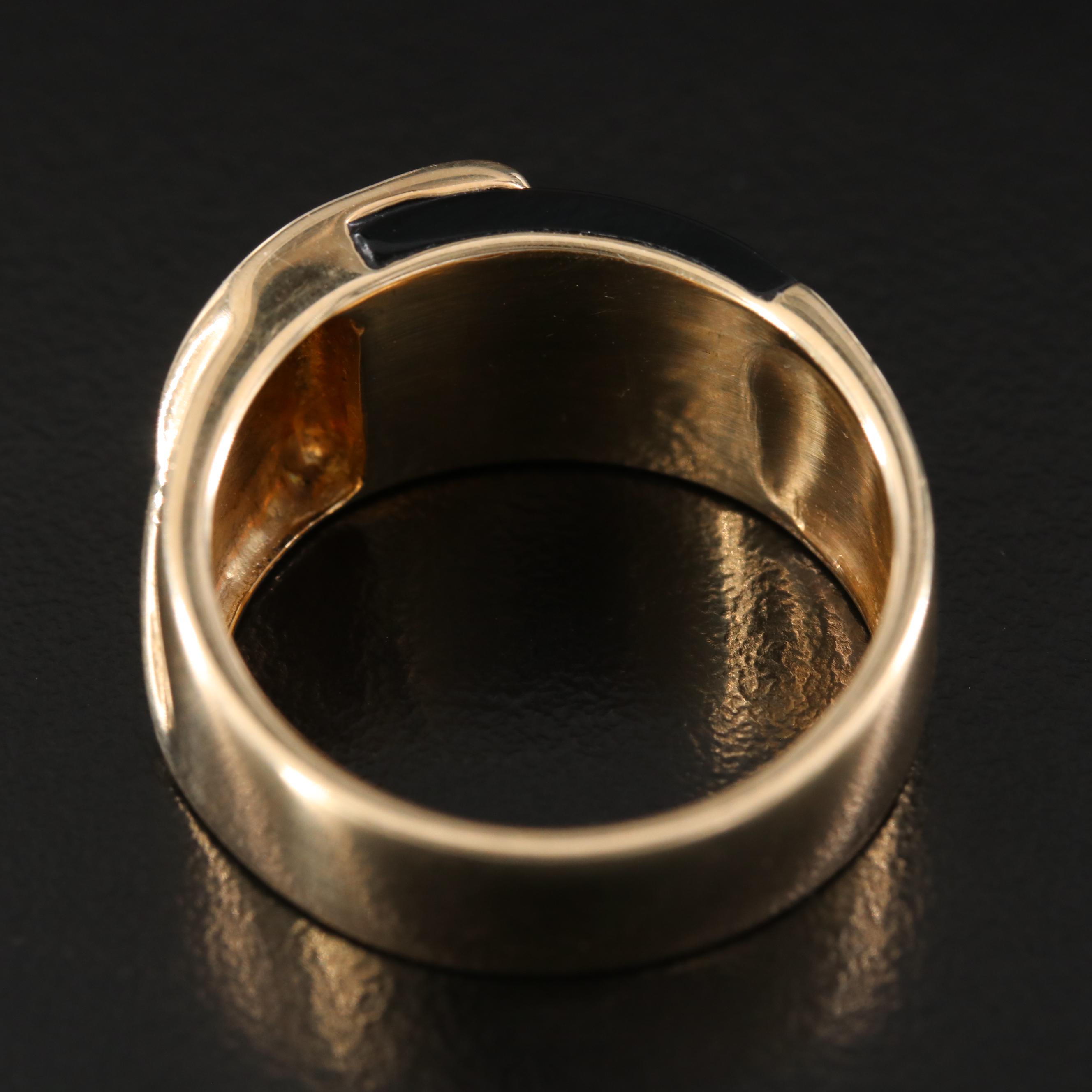 Franklin Mint "American Classic" 10K Onyx and Diamond Eagle Ring