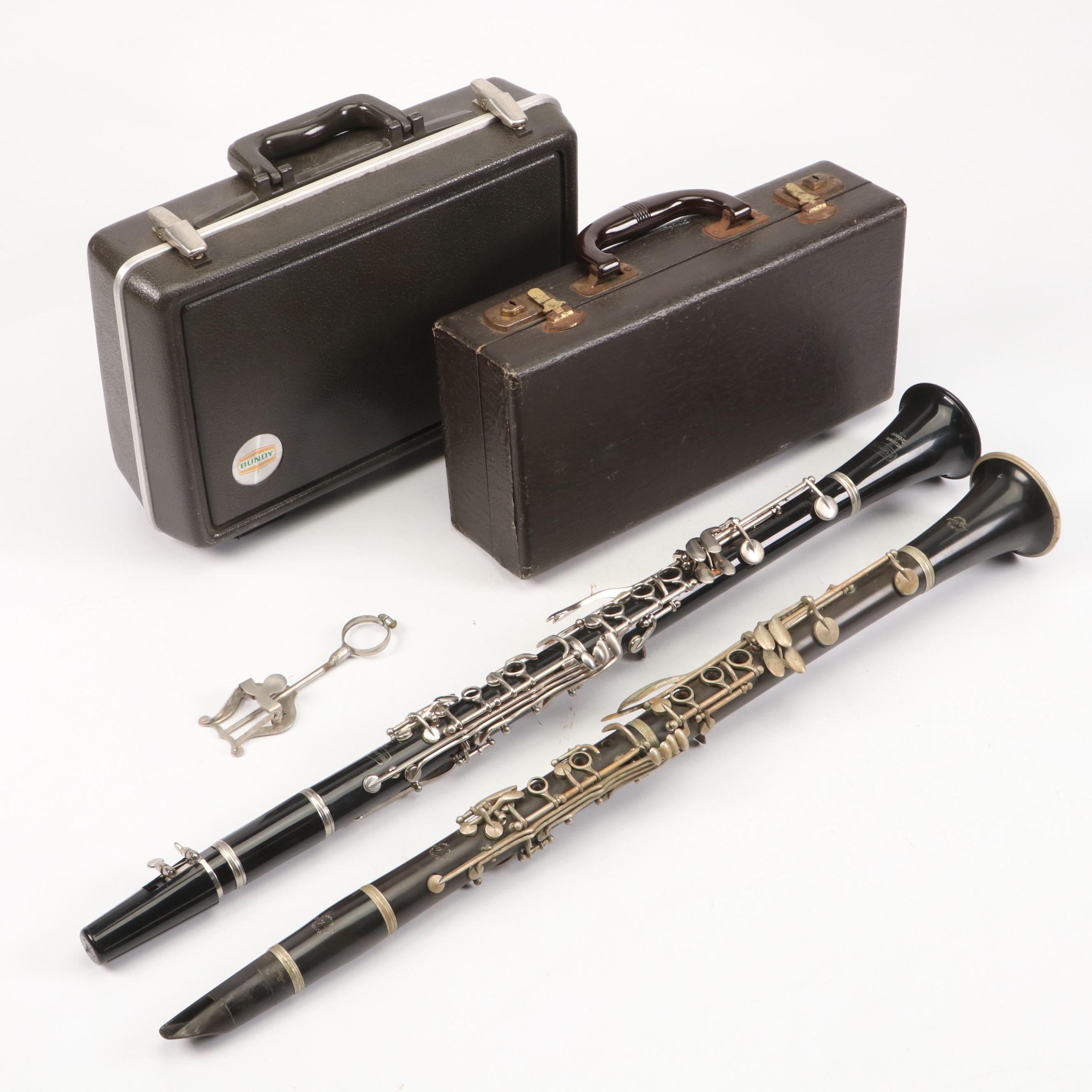 Bundy Selmer Resonite and Henri Leduc Clarinets with Travel Cases