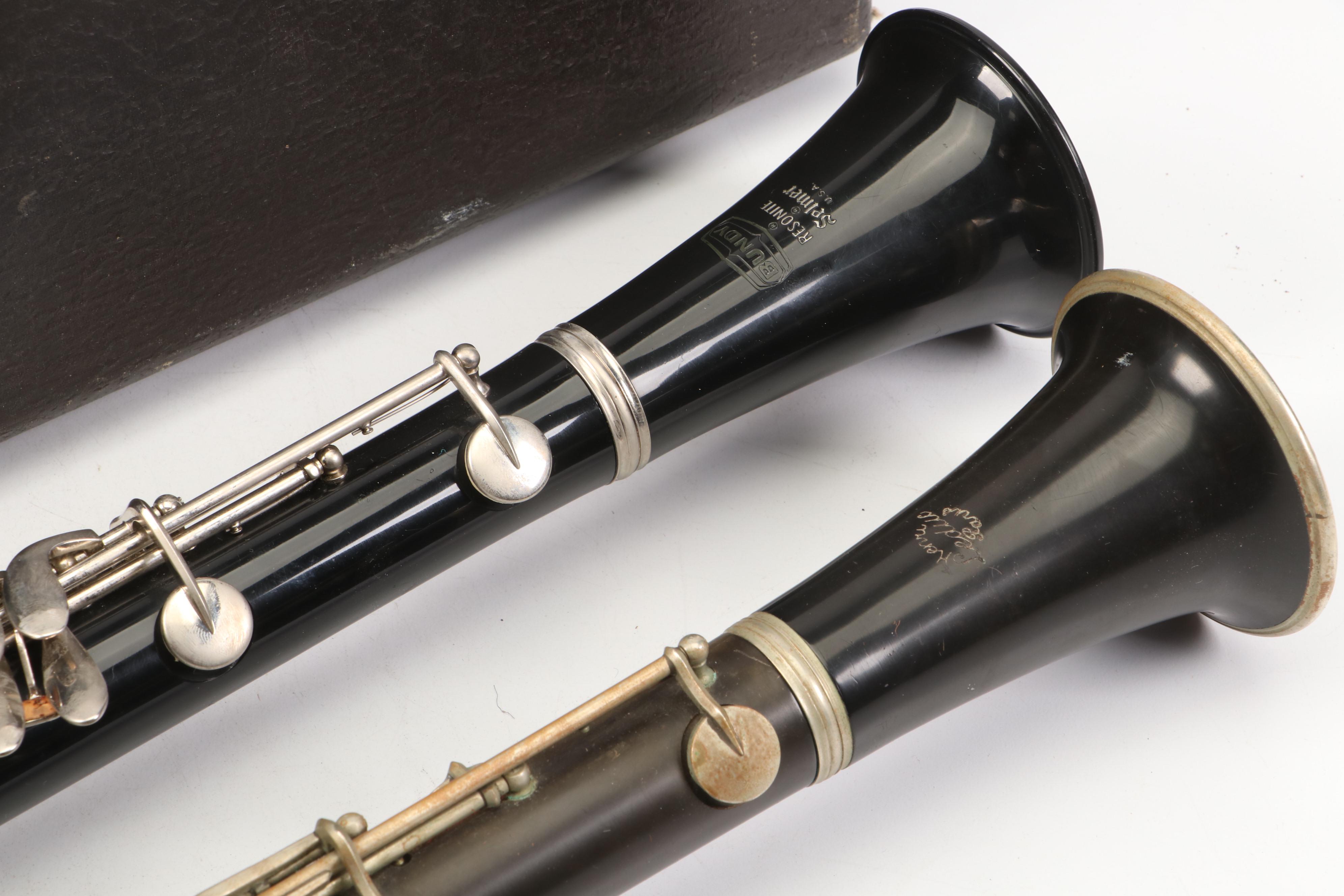 Bundy Selmer Resonite and Henri Leduc Clarinets with Travel Cases