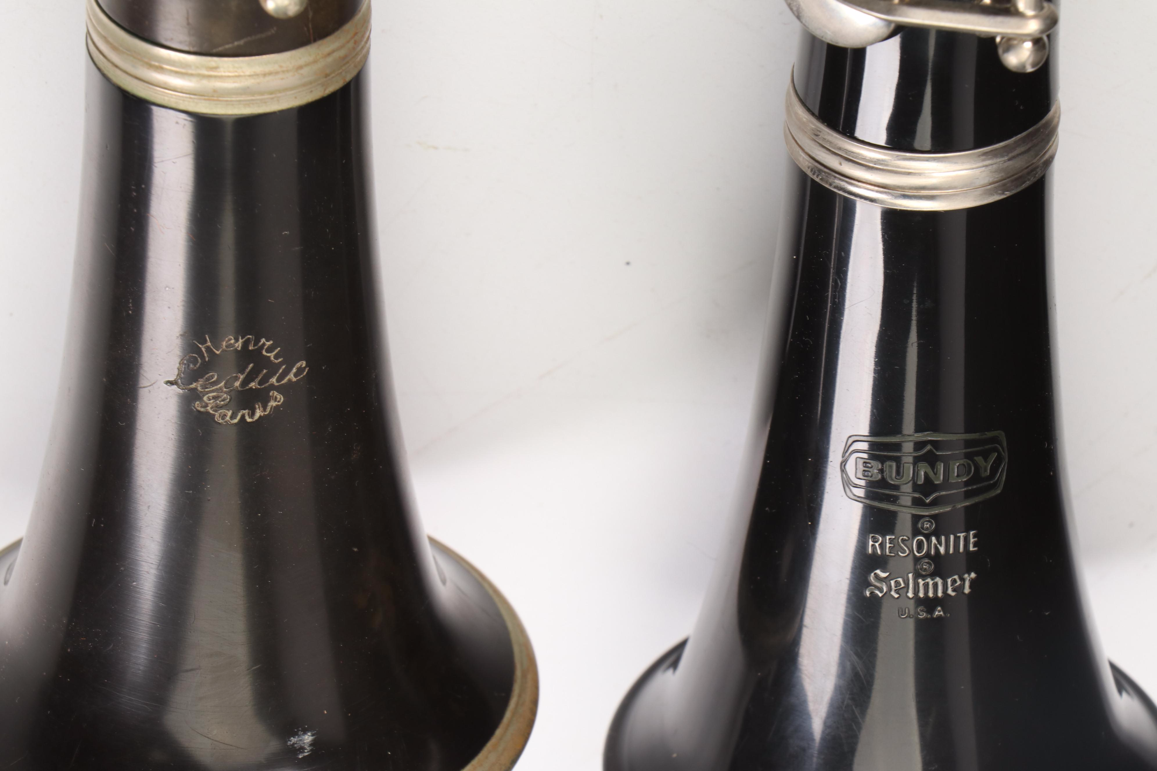Bundy Selmer Resonite and Henri Leduc Clarinets with Travel Cases