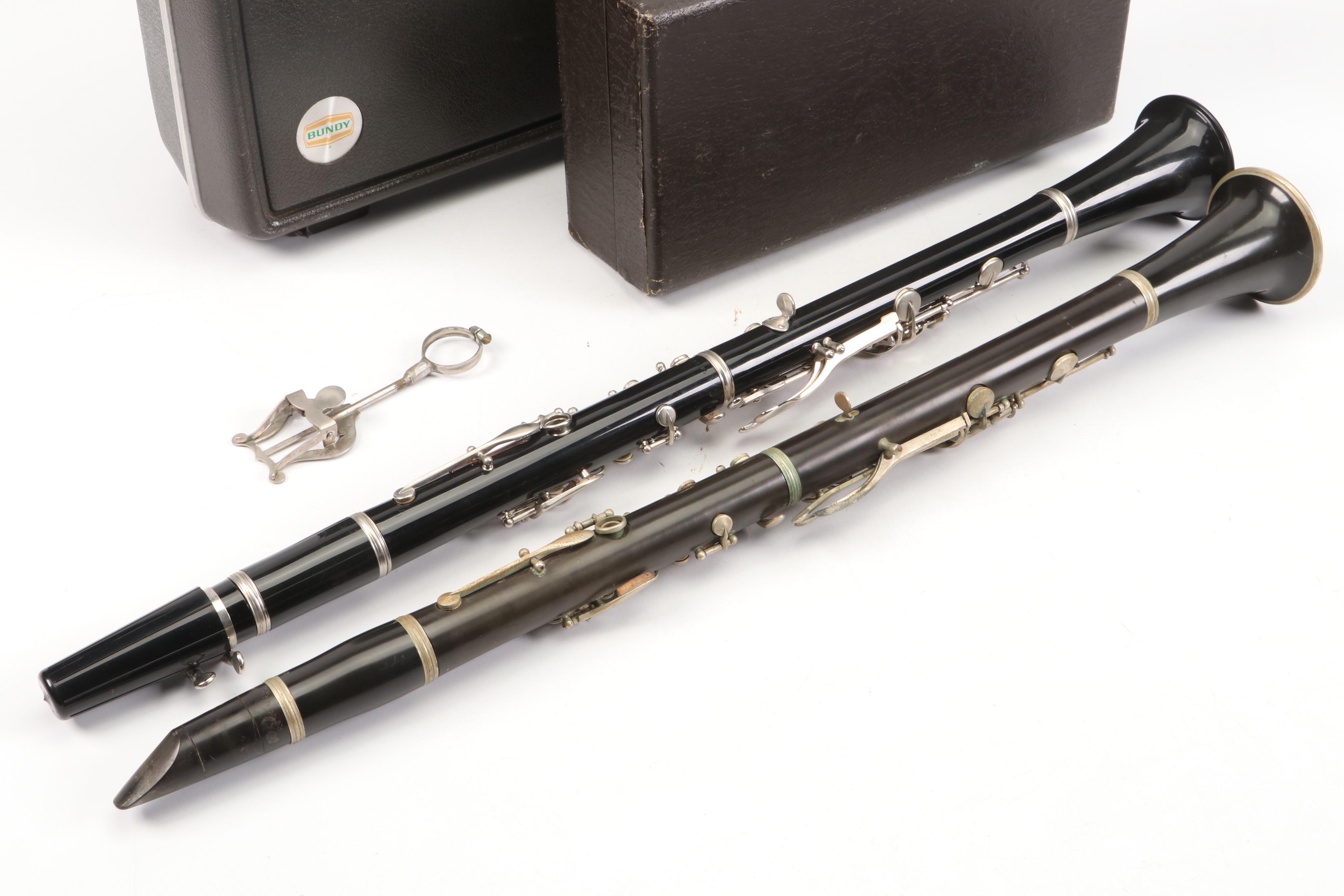 Bundy Selmer Resonite and Henri Leduc Clarinets with Travel Cases