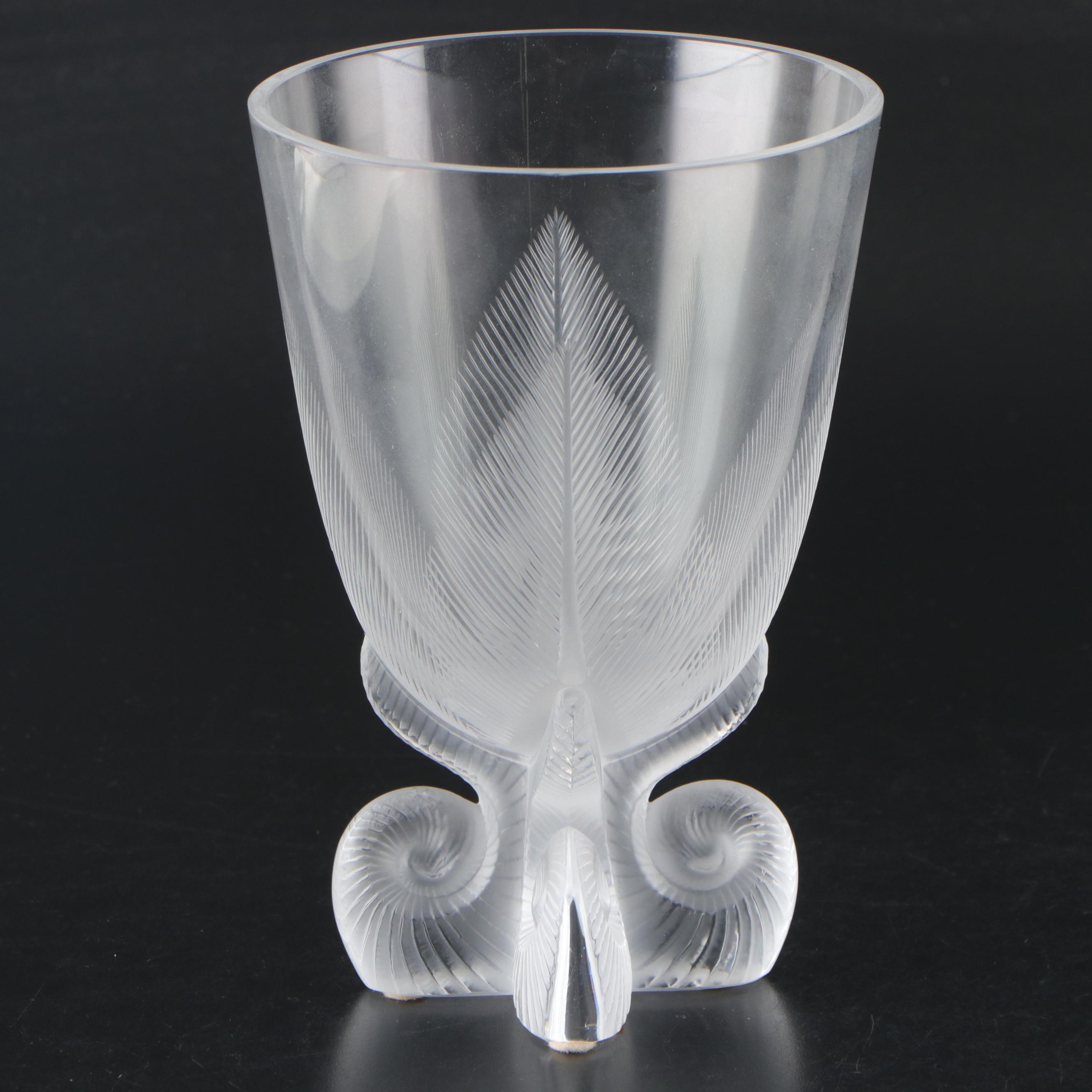 French Lalique "Osmonde" Glass Fern Leaf Vase