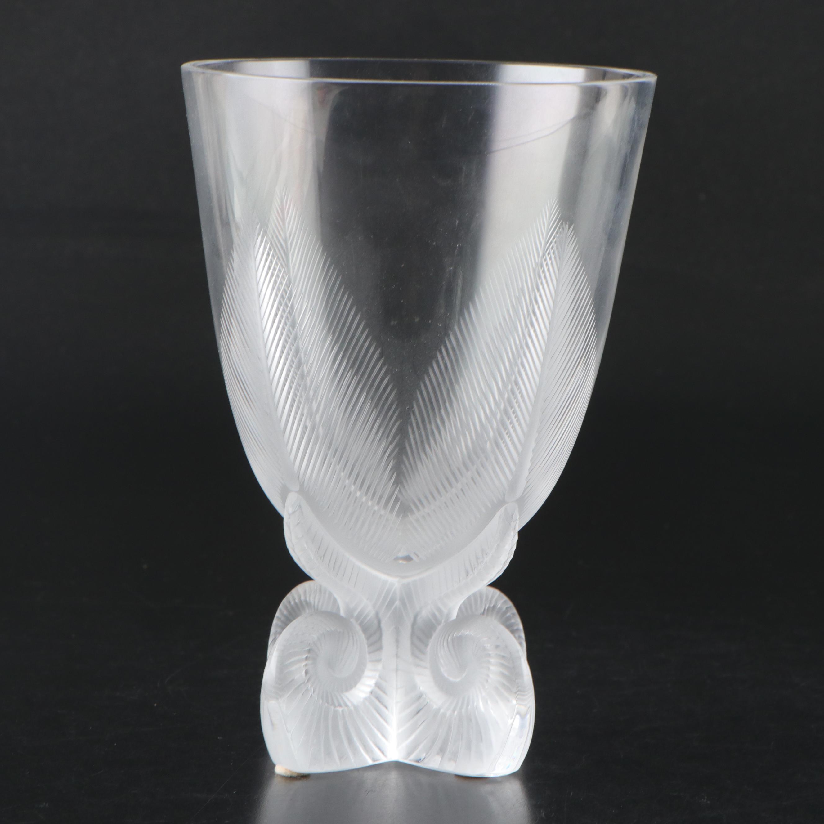 French Lalique "Osmonde" Glass Fern Leaf Vase