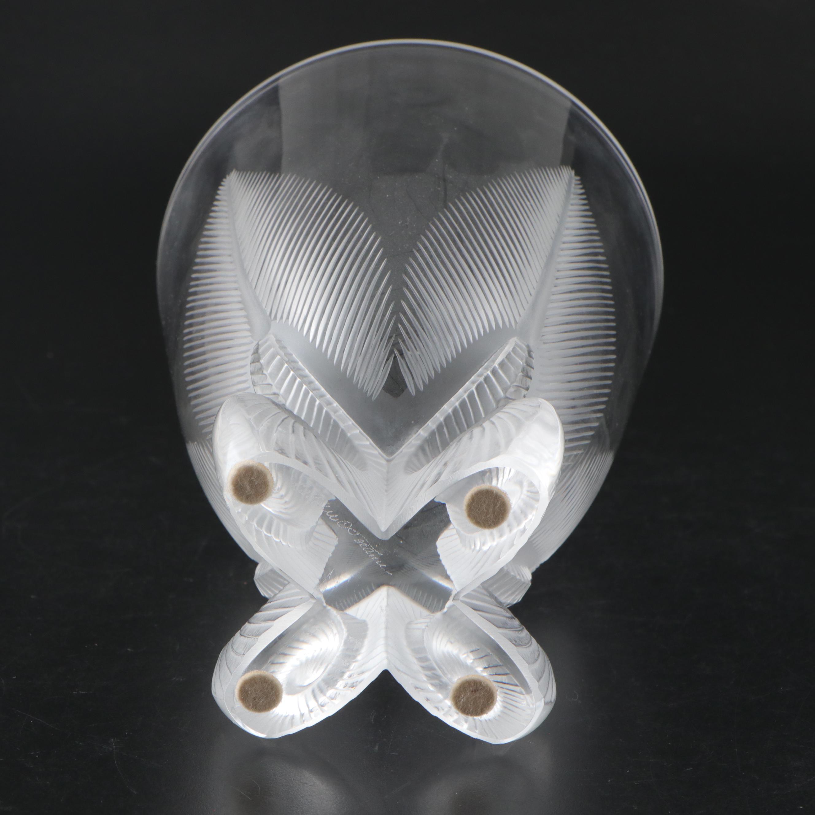French Lalique "Osmonde" Glass Fern Leaf Vase