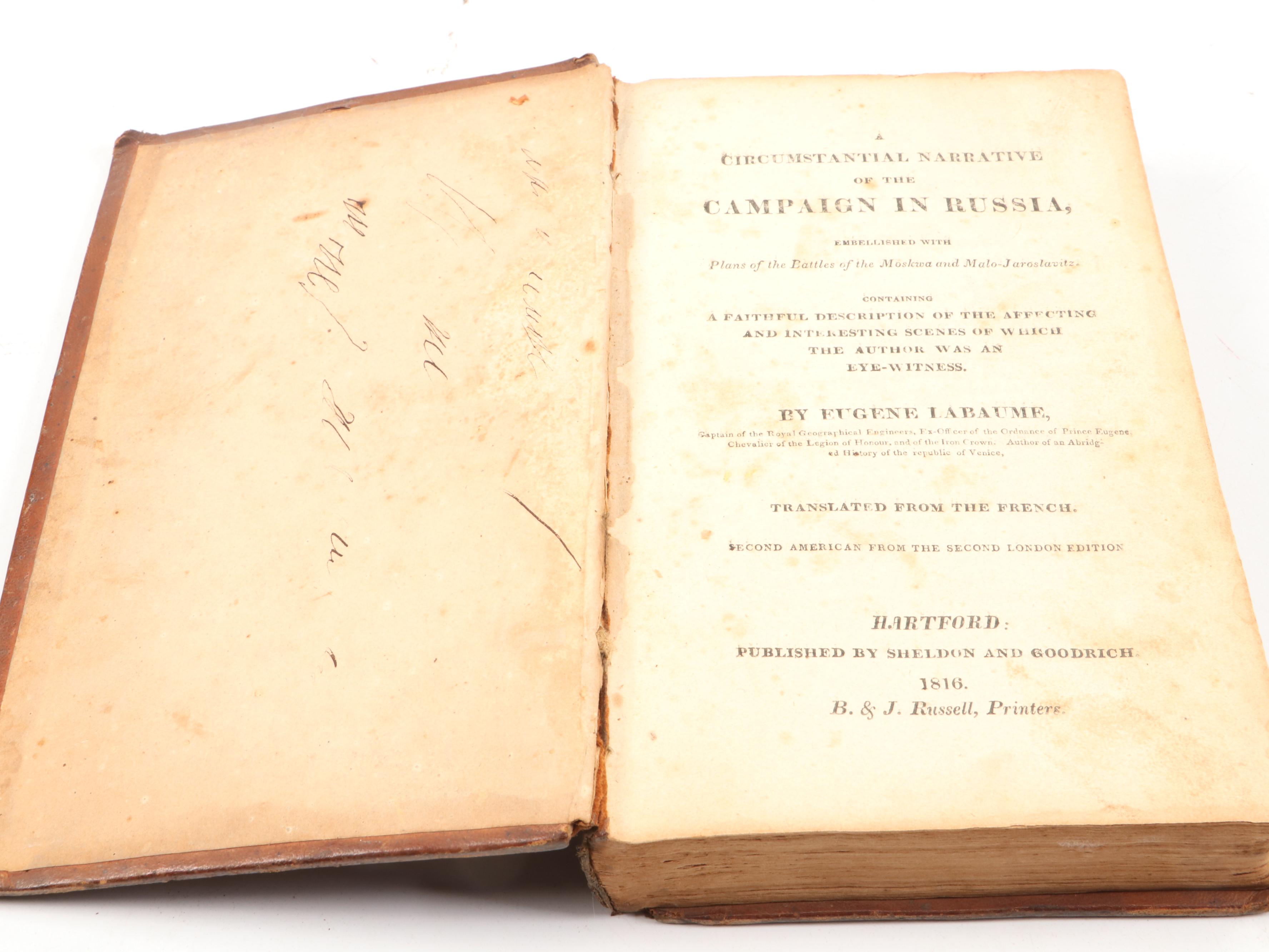 "A Circumstantial Narrative of the Campaign in Russia" by Labaume and More Books