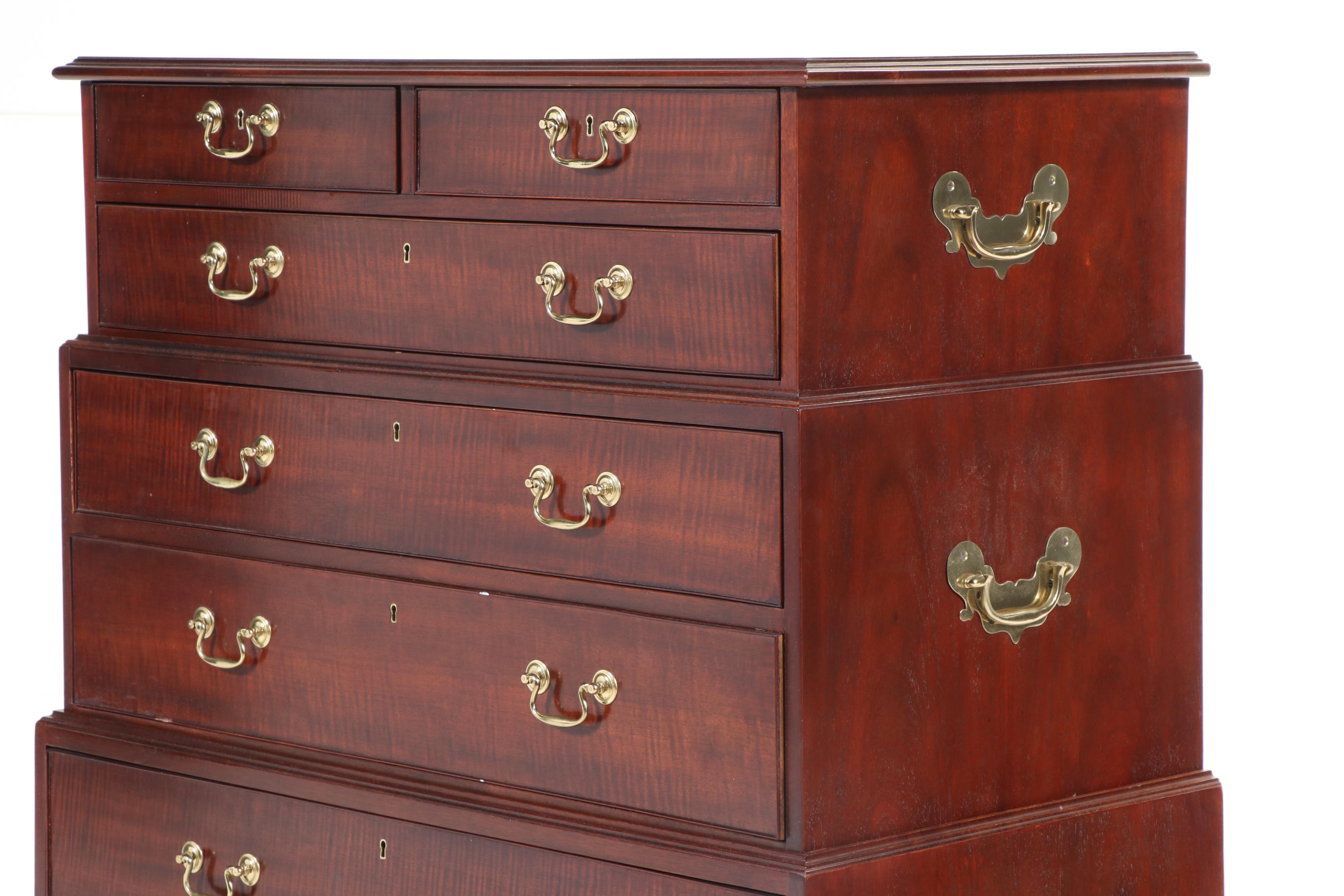 Baker Historic Charleston Reproductions Mahogany Graduated Campaign Chest
