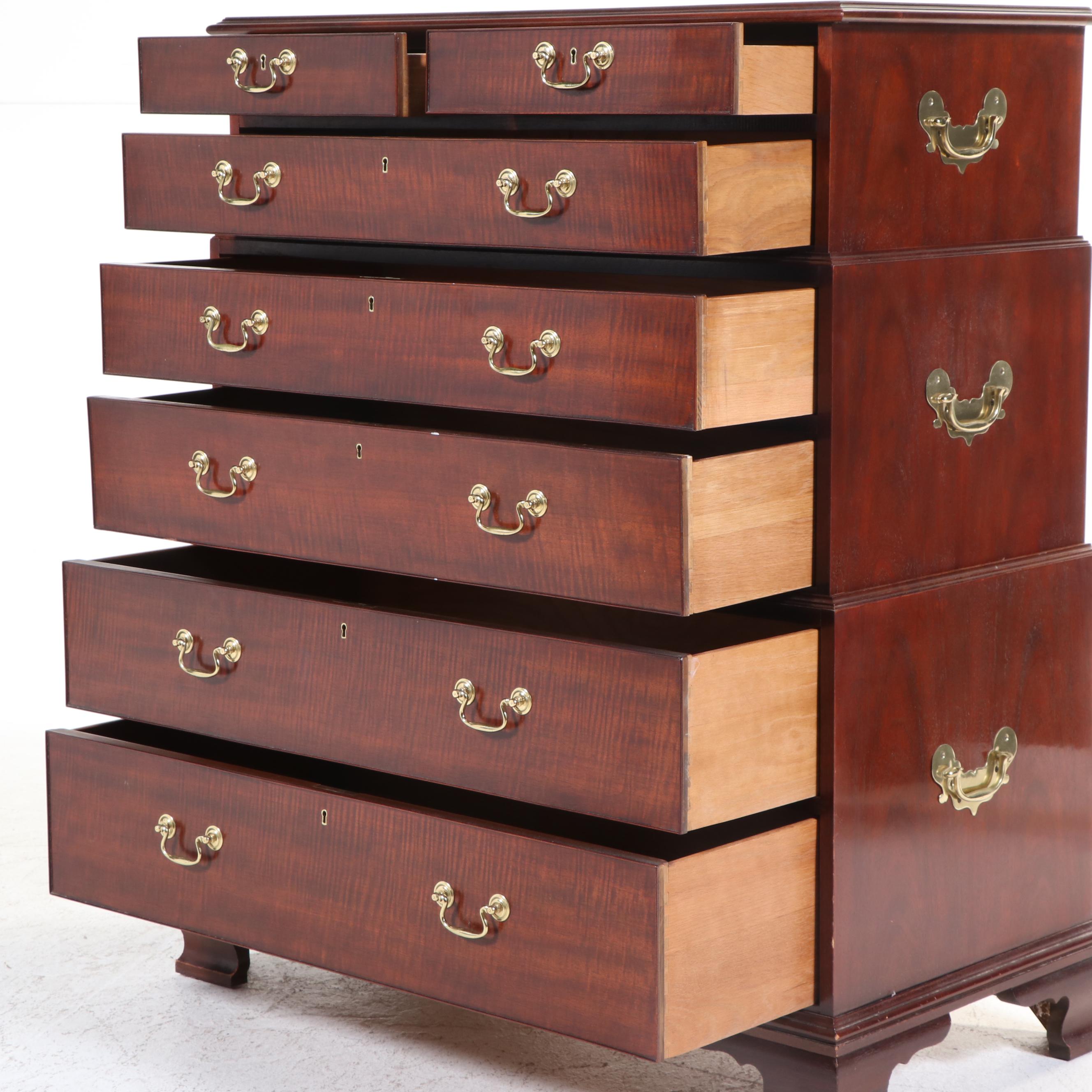 Baker Historic Charleston Reproductions Mahogany Graduated Campaign Chest