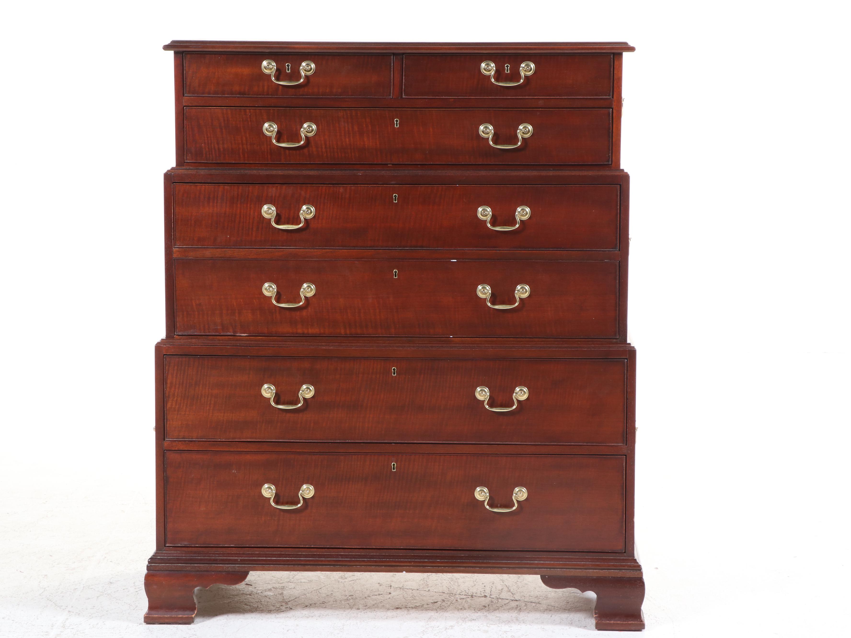 Baker Historic Charleston Reproductions Mahogany Graduated Campaign Chest