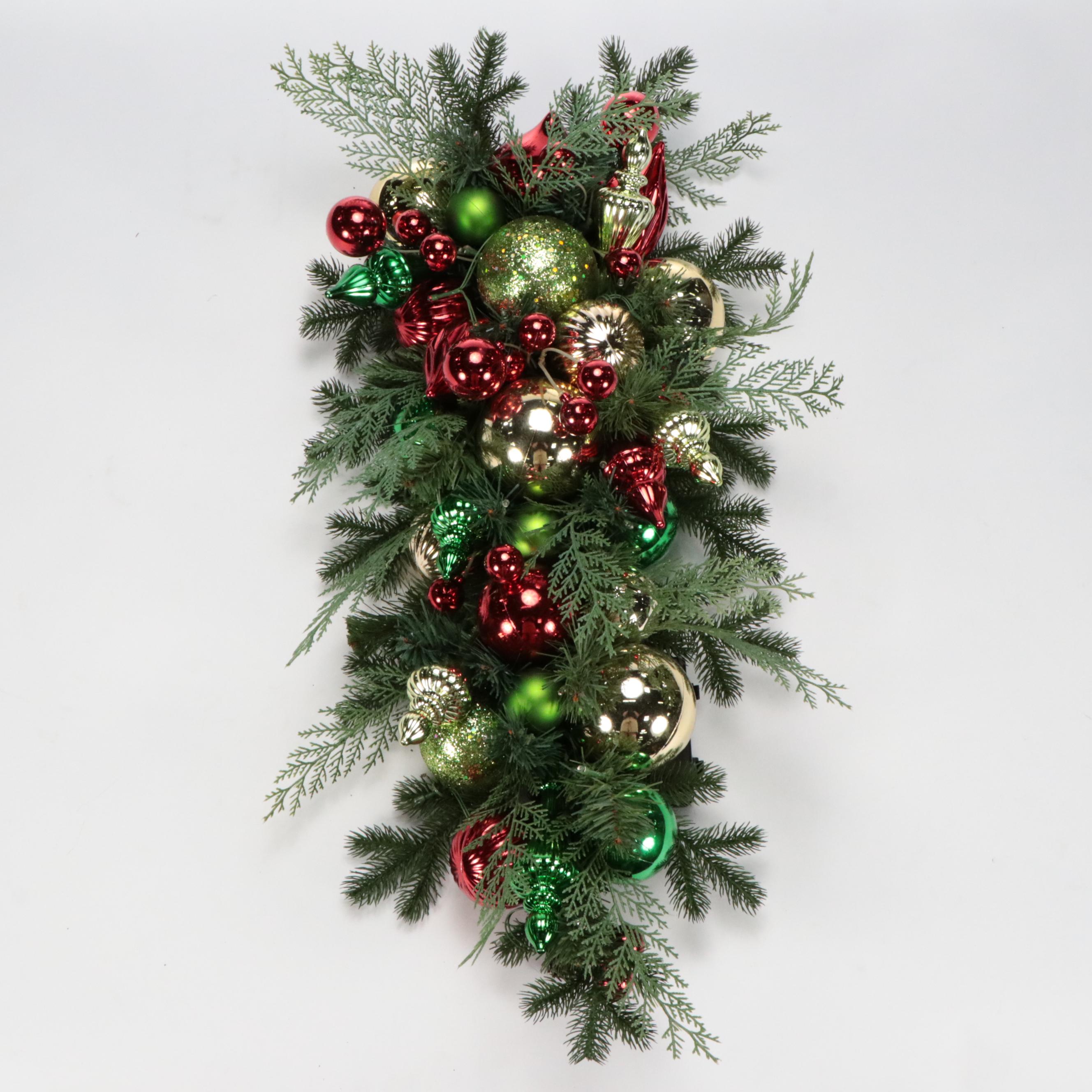 Grandinroad Cordless Holly Jolly Swag Artificial Garland