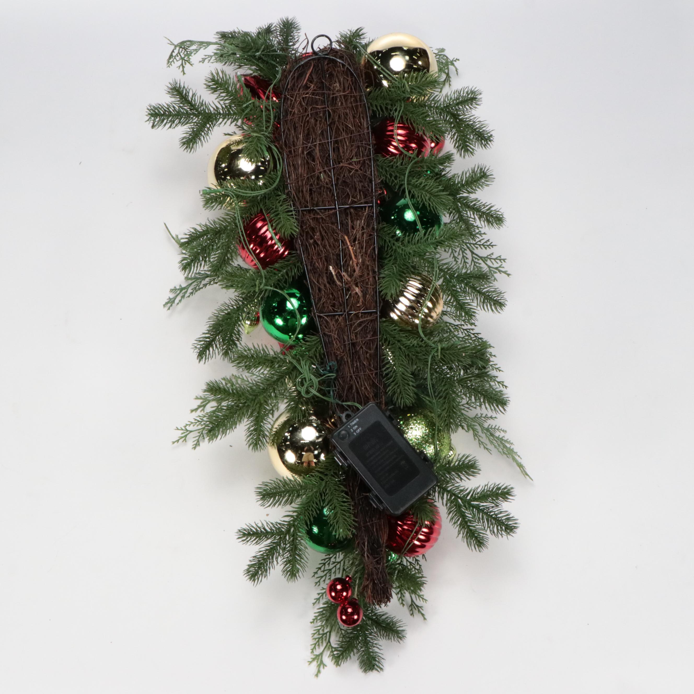 Grandinroad Cordless Holly Jolly Swag Artificial Garland